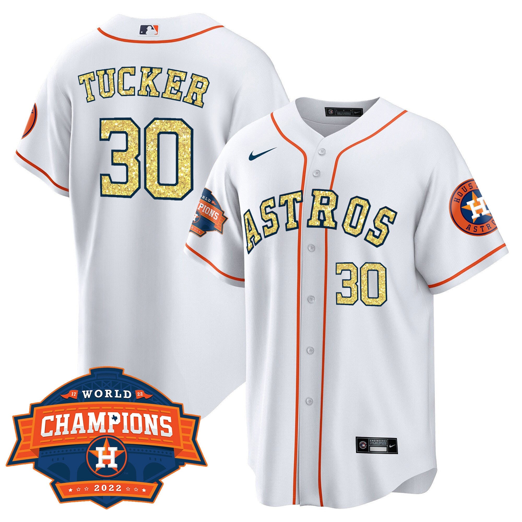Houston Special White Gold 2022 World Series Champions Patch Jersey