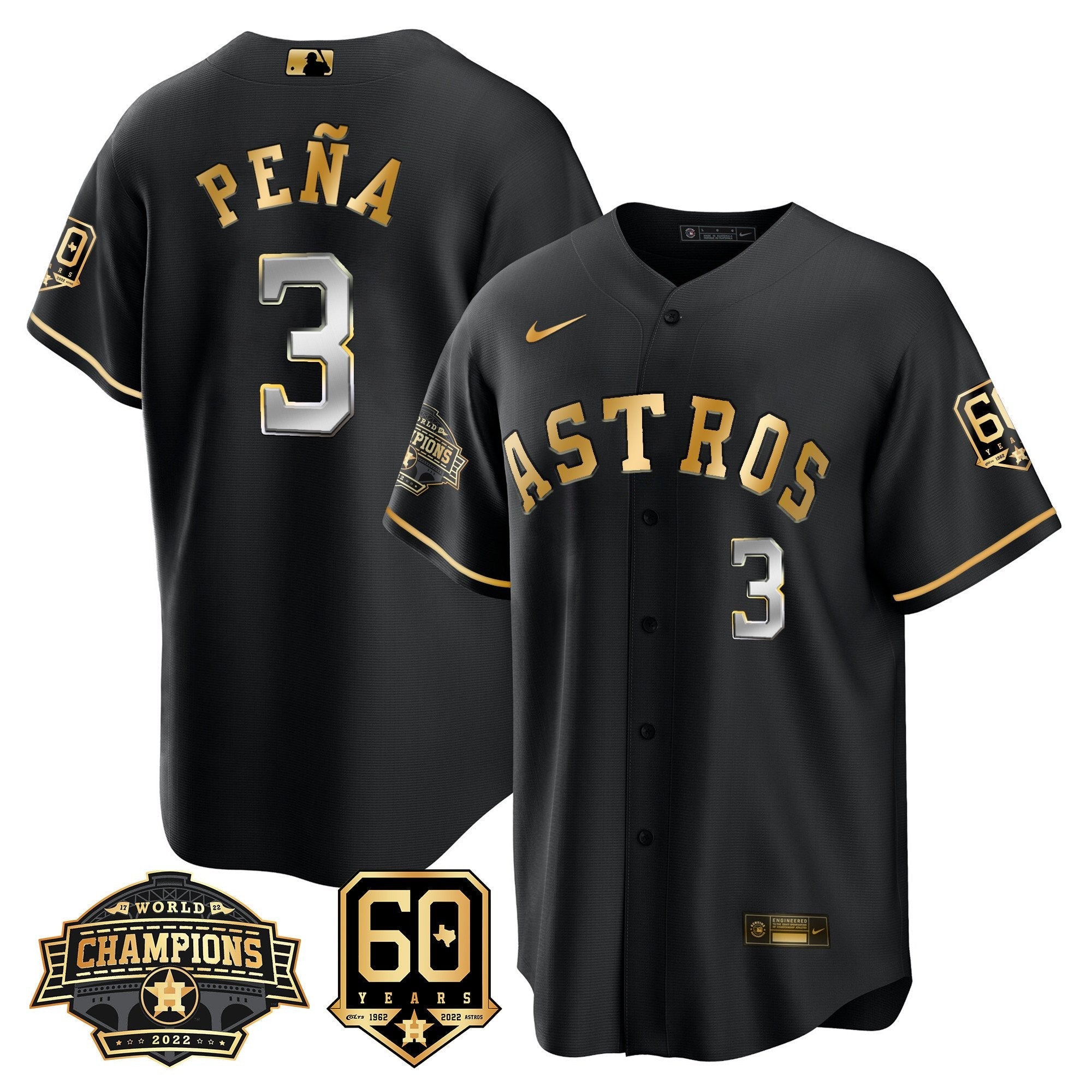 Men’s Houston 2022 World Series Champions & 60th Anniversary Patch Jersey