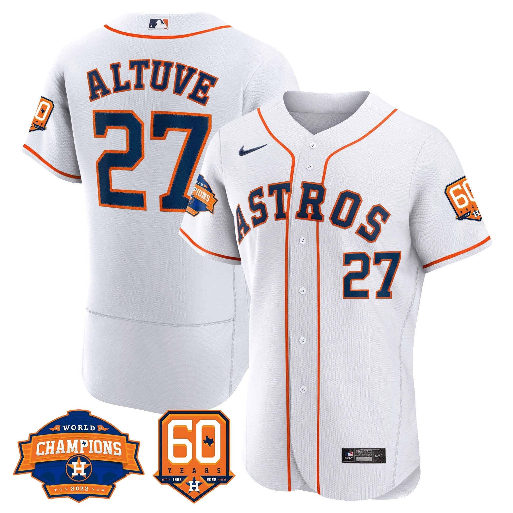 Men’s Houston 2022 World Series Champions & 60th Anniversary Patch Jersey
