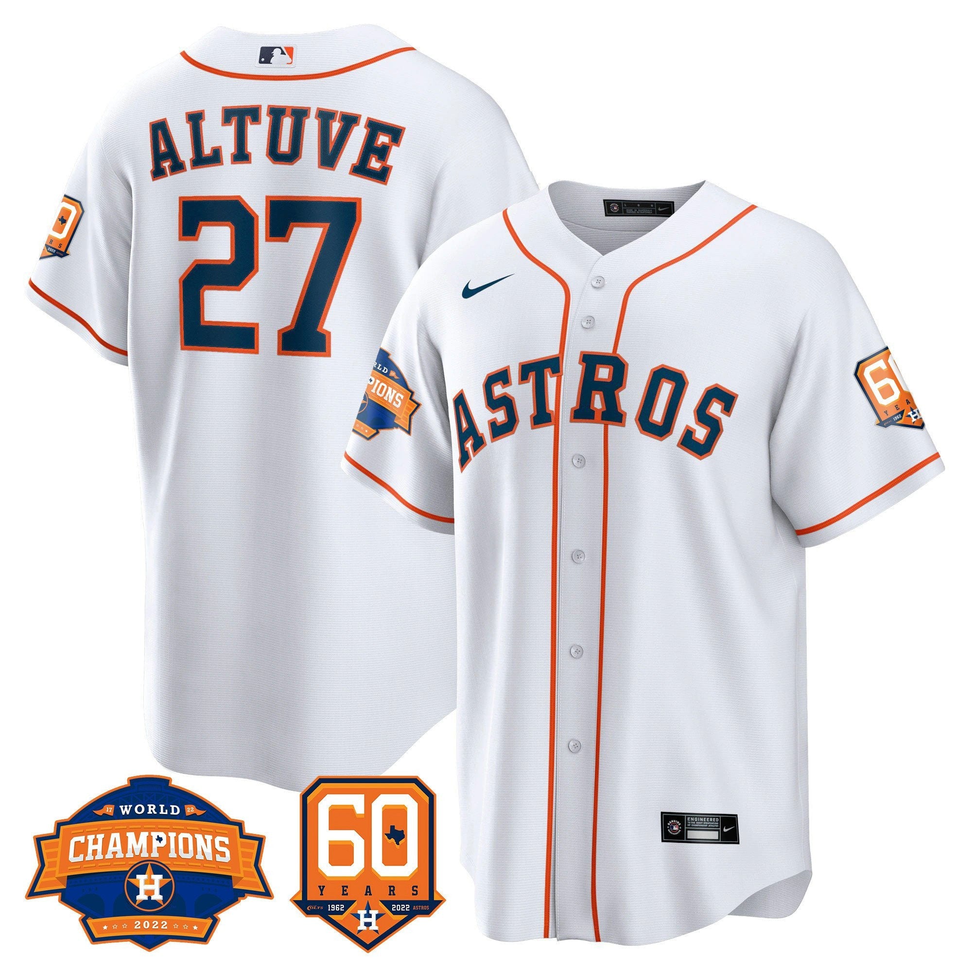 Men’s Houston 2022 World Series Champions & 60th Anniversary Patch Jersey
