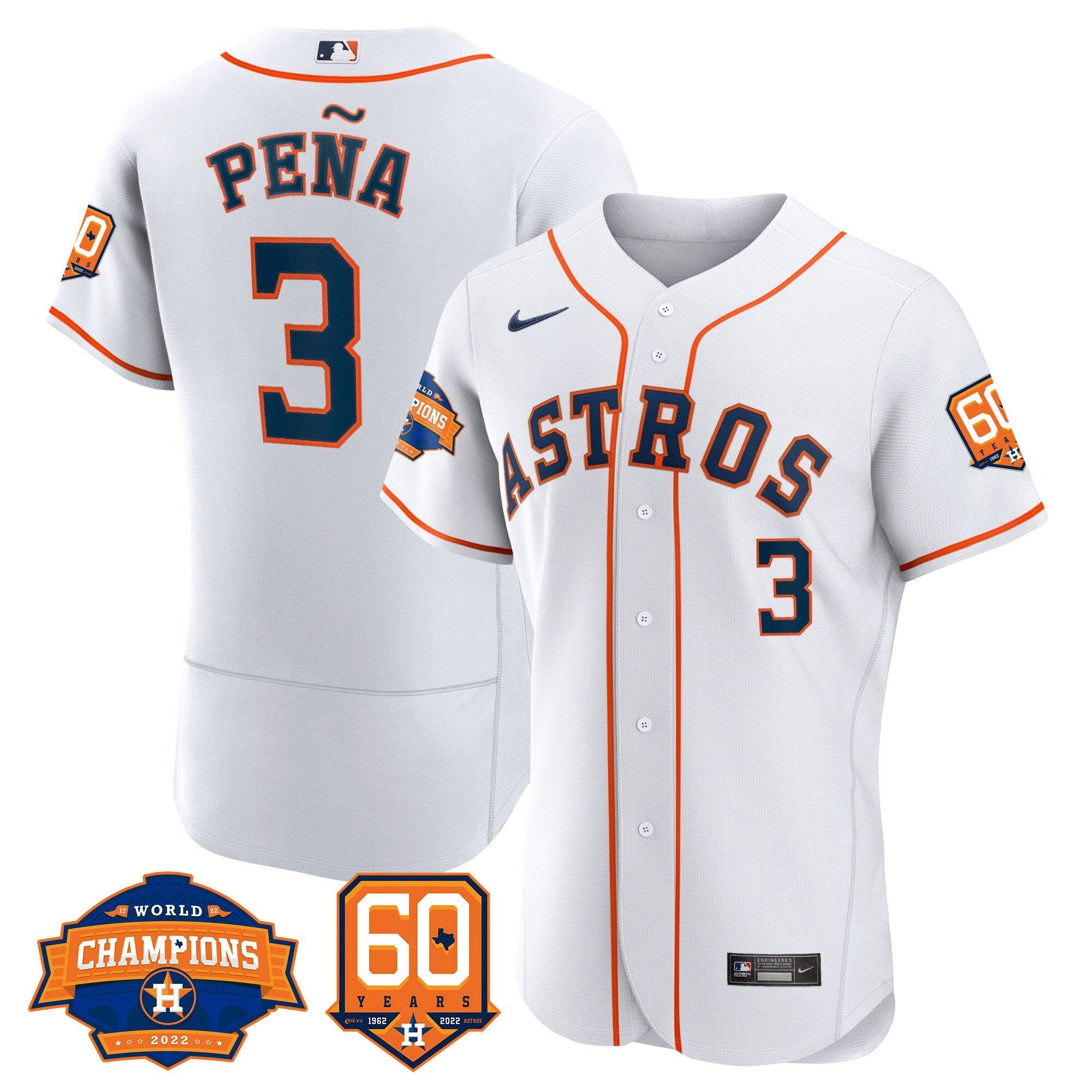 Men’s Houston 2022 World Series Champions & 60th Anniversary Patch Jersey
