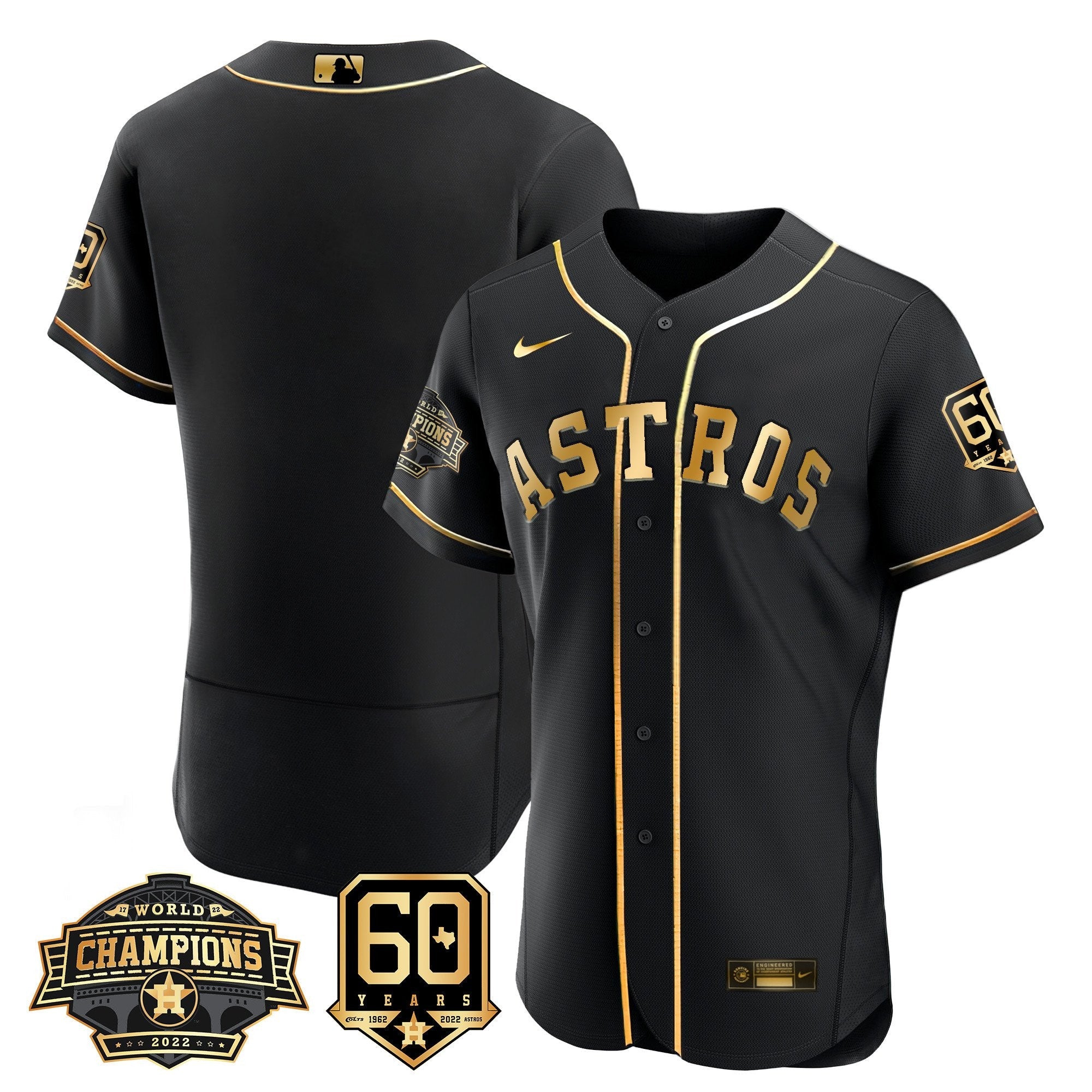 Men’s Houston 2022 World Series Champions & 60th Anniversary Patch Jersey