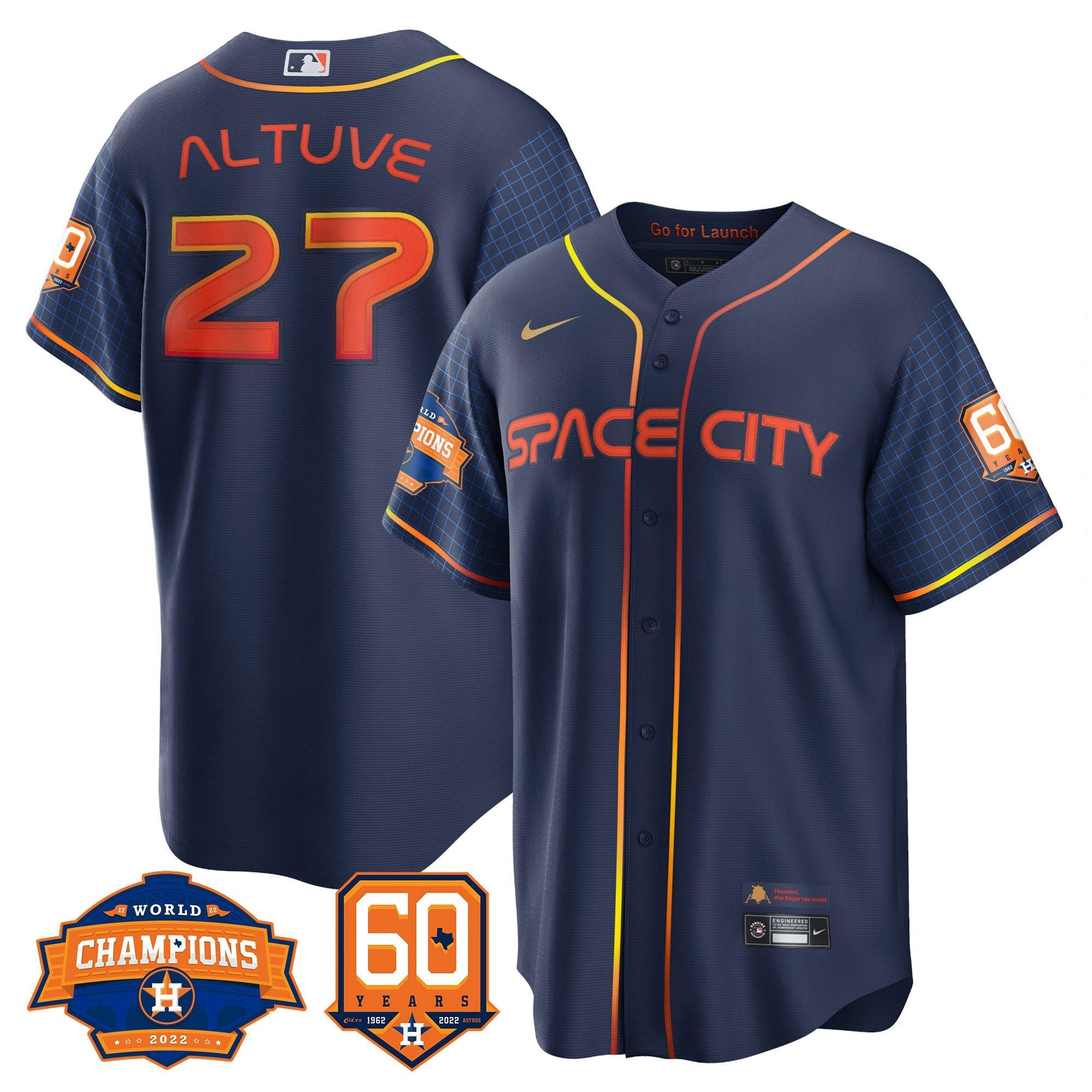 Men’s Houston 2022 World Series Champions & 60th Anniversary Patch Jersey