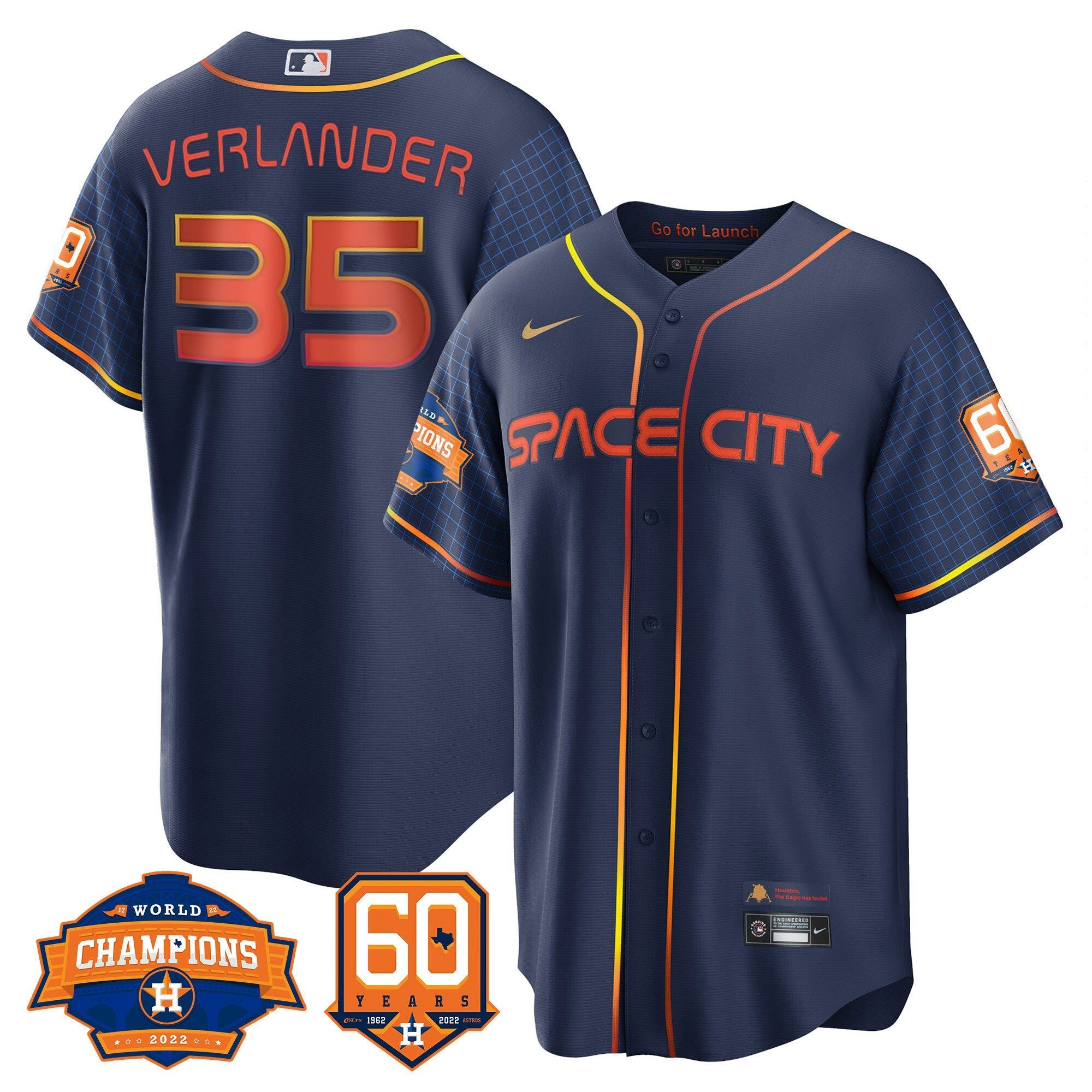 Men’s Houston 2022 World Series Champions & 60th Anniversary Patch Jersey