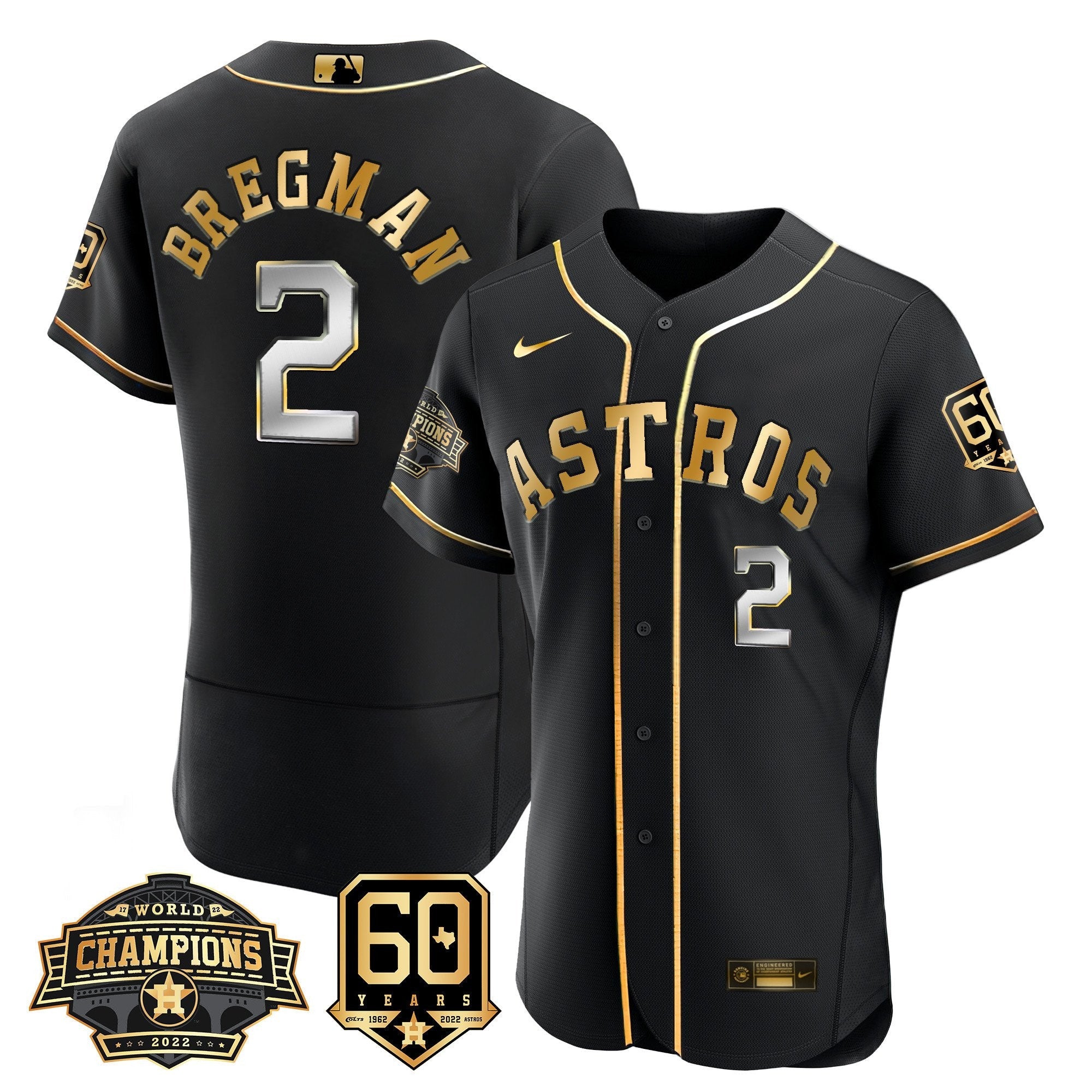 Men’s Houston 2022 World Series Champions & 60th Anniversary Patch Jersey