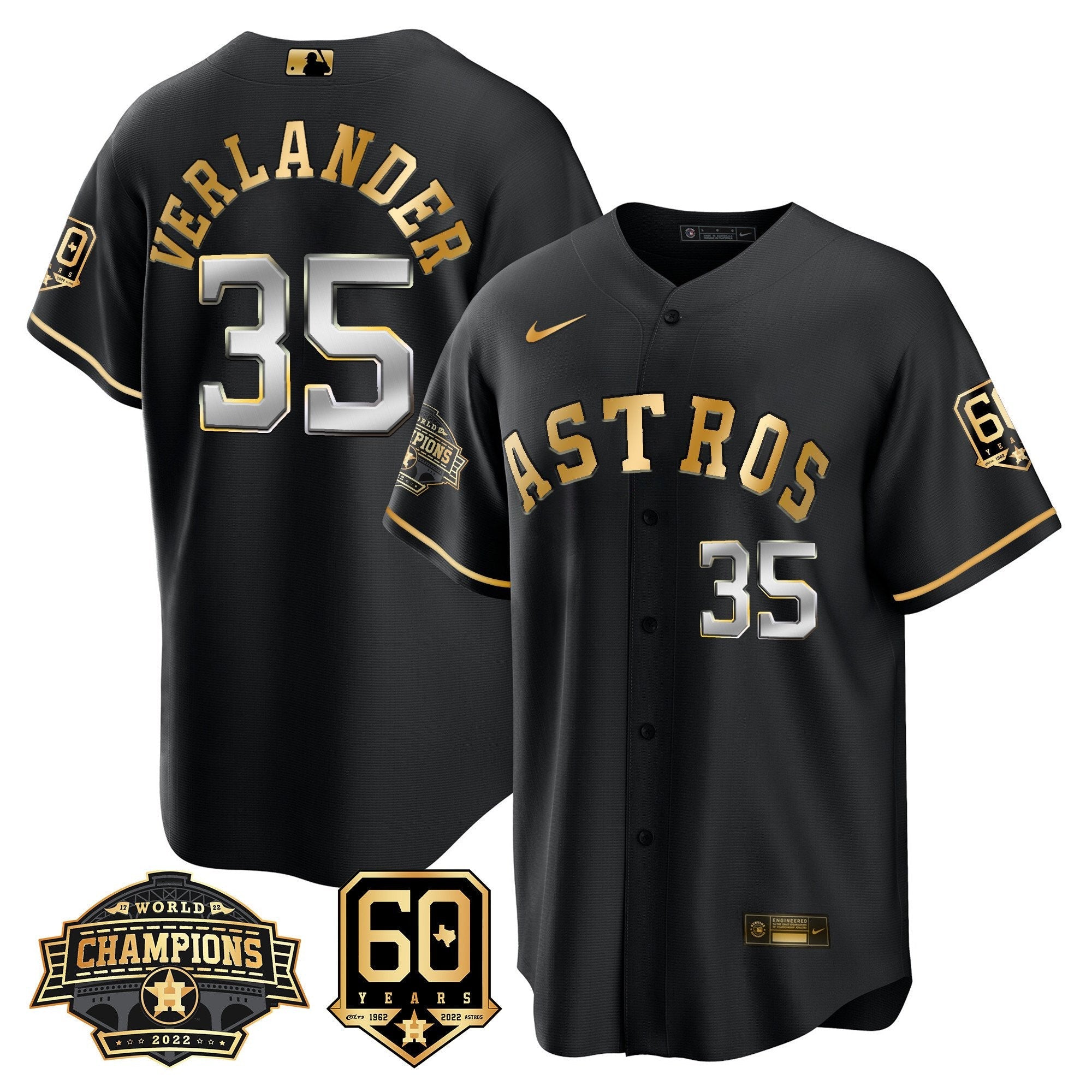 Men’s Houston 2022 World Series Champions & 60th Anniversary Patch Jersey