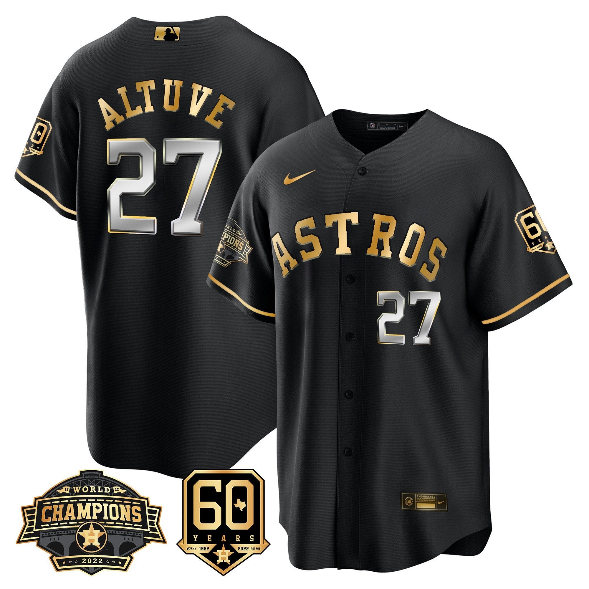 Men’s Houston 2022 World Series Champions & 60th Anniversary Patch Jersey