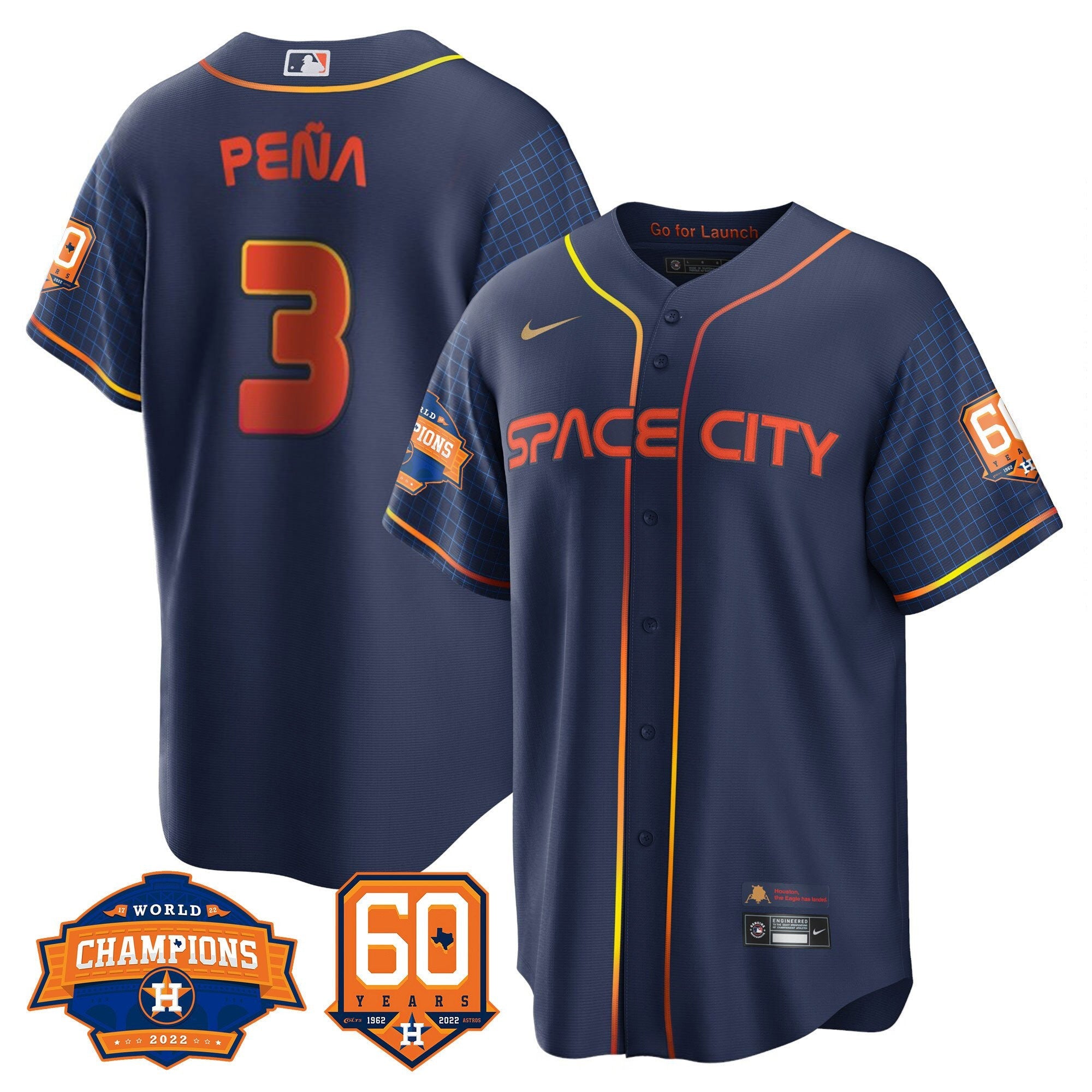 Men’s Houston 2022 World Series Champions & 60th Anniversary Patch Jersey