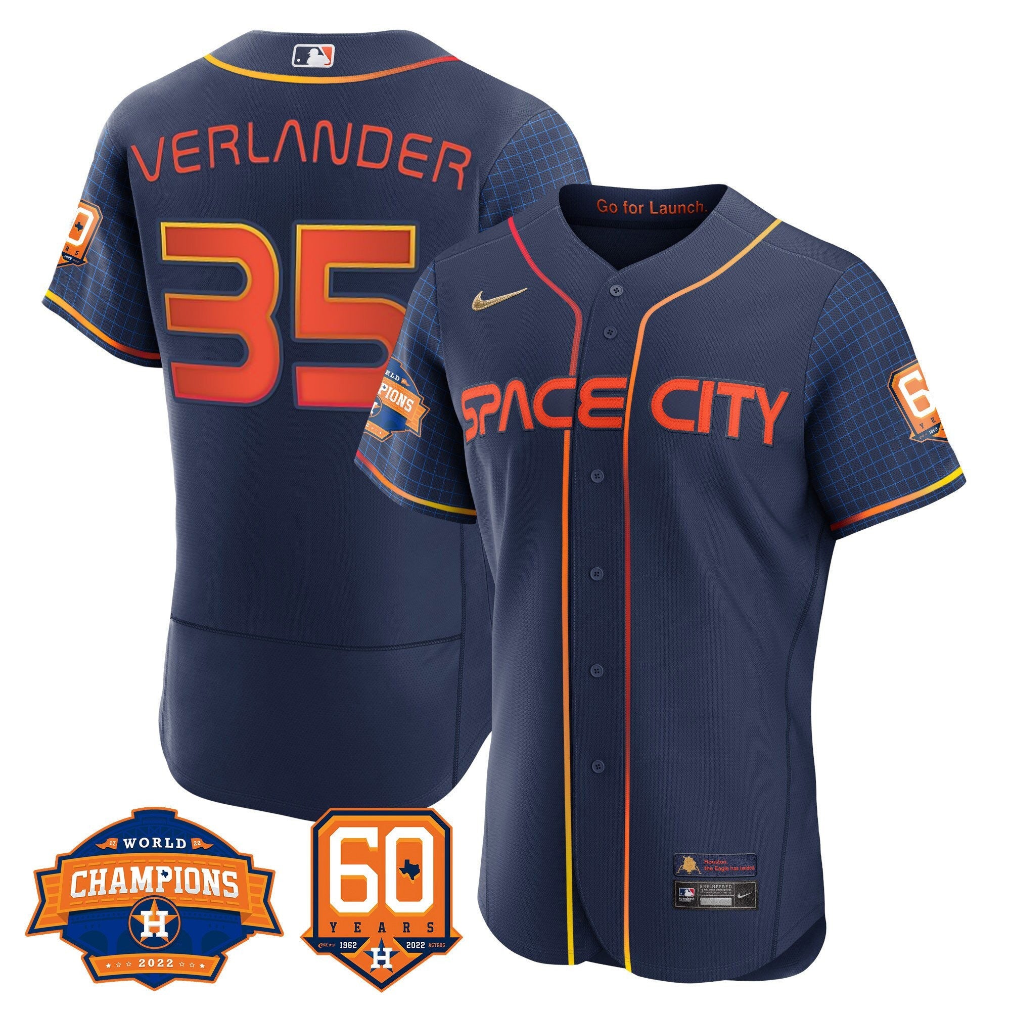 Men’s Houston 2022 World Series Champions & 60th Anniversary Patch Jersey