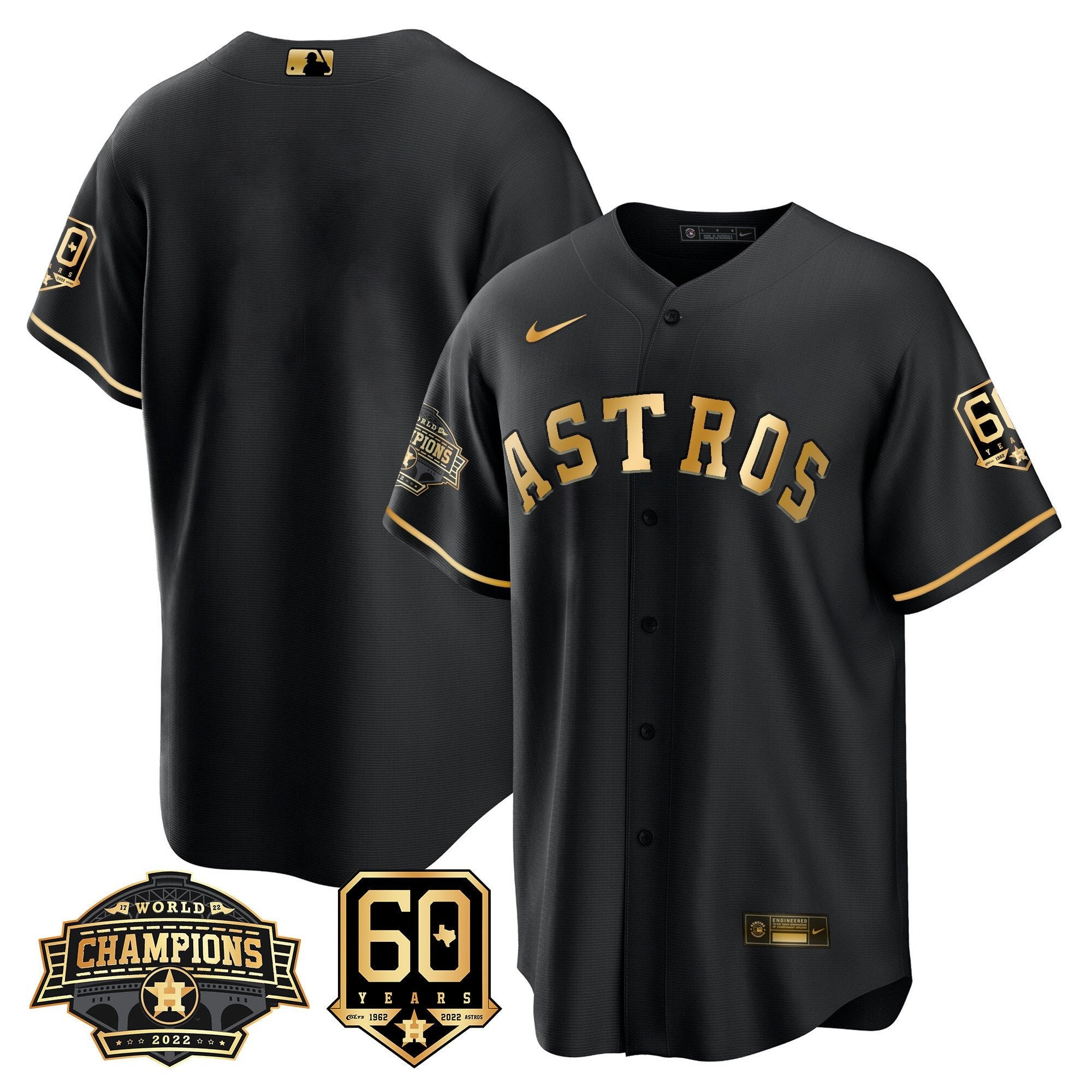 Men’s Houston 2022 World Series Champions & 60th Anniversary Patch Jersey