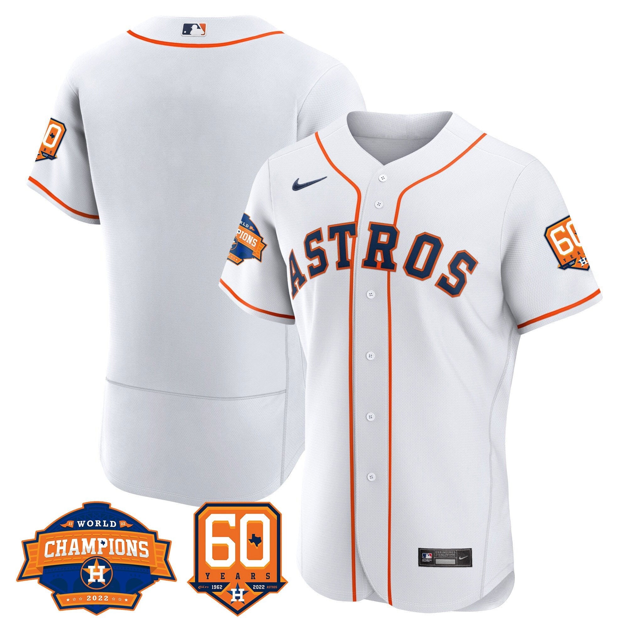 Men’s Houston 2022 World Series Champions & 60th Anniversary Patch Jersey