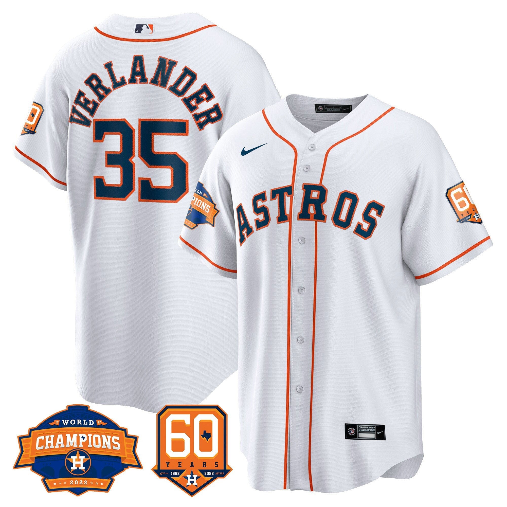 Men’s Houston 2022 World Series Champions & 60th Anniversary Patch Jersey
