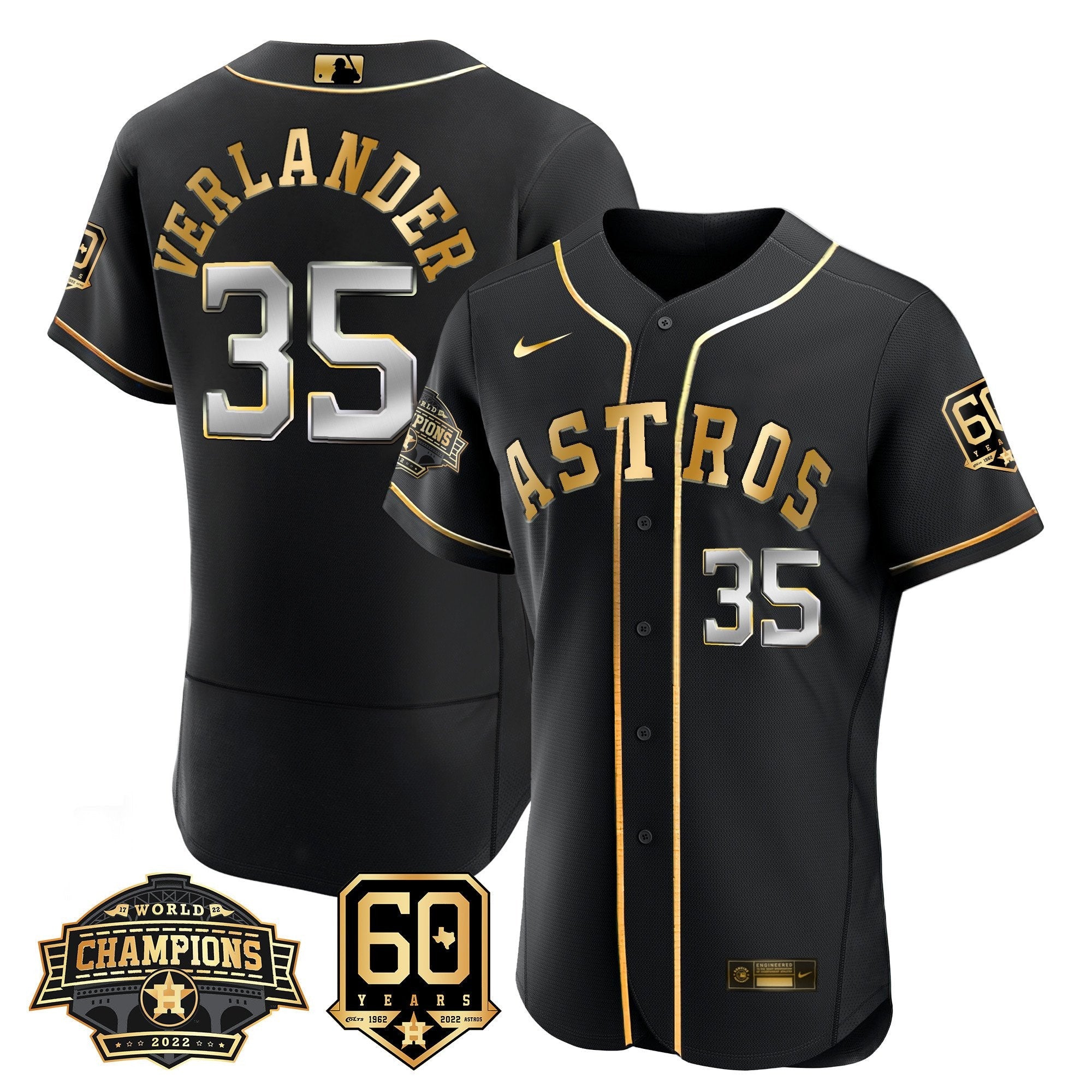 Men’s Houston 2022 World Series Champions & 60th Anniversary Patch Jersey
