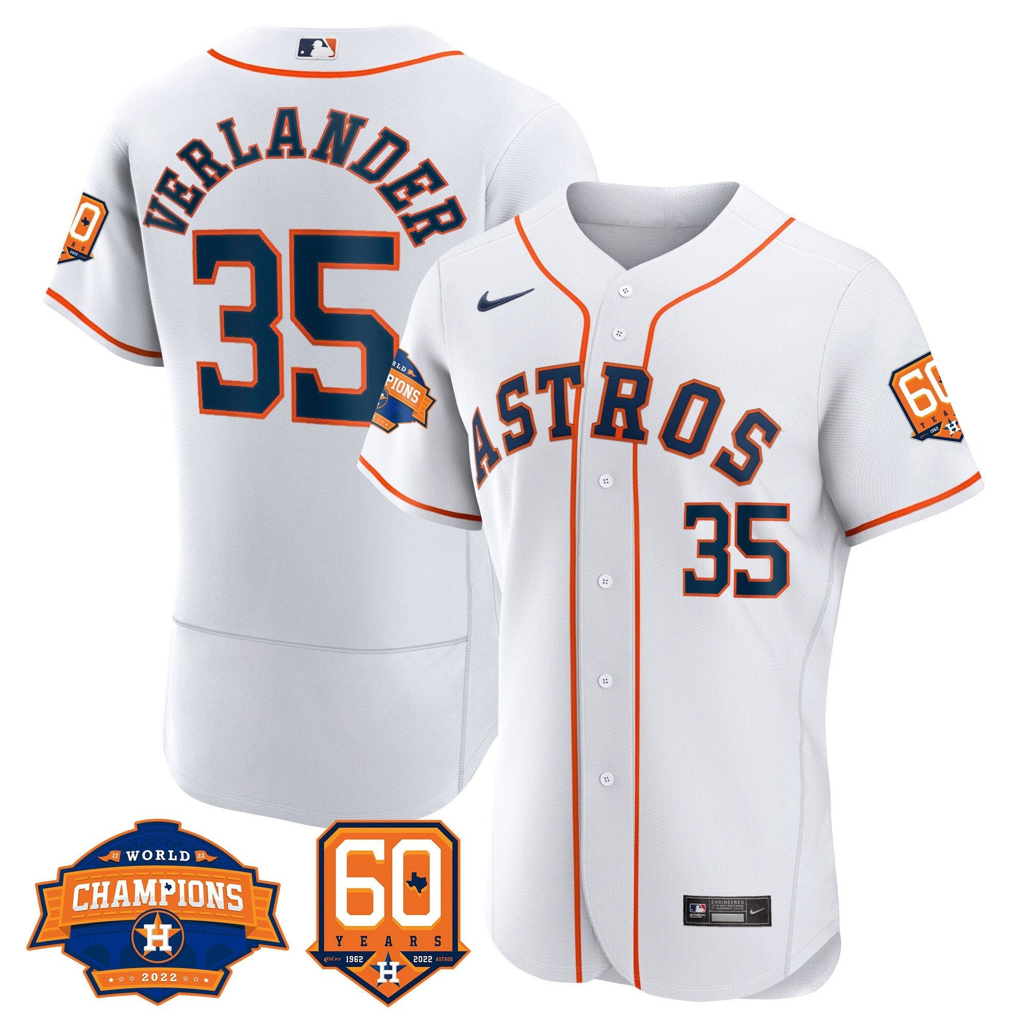 Men’s Houston 2022 World Series Champions & 60th Anniversary Patch Jersey