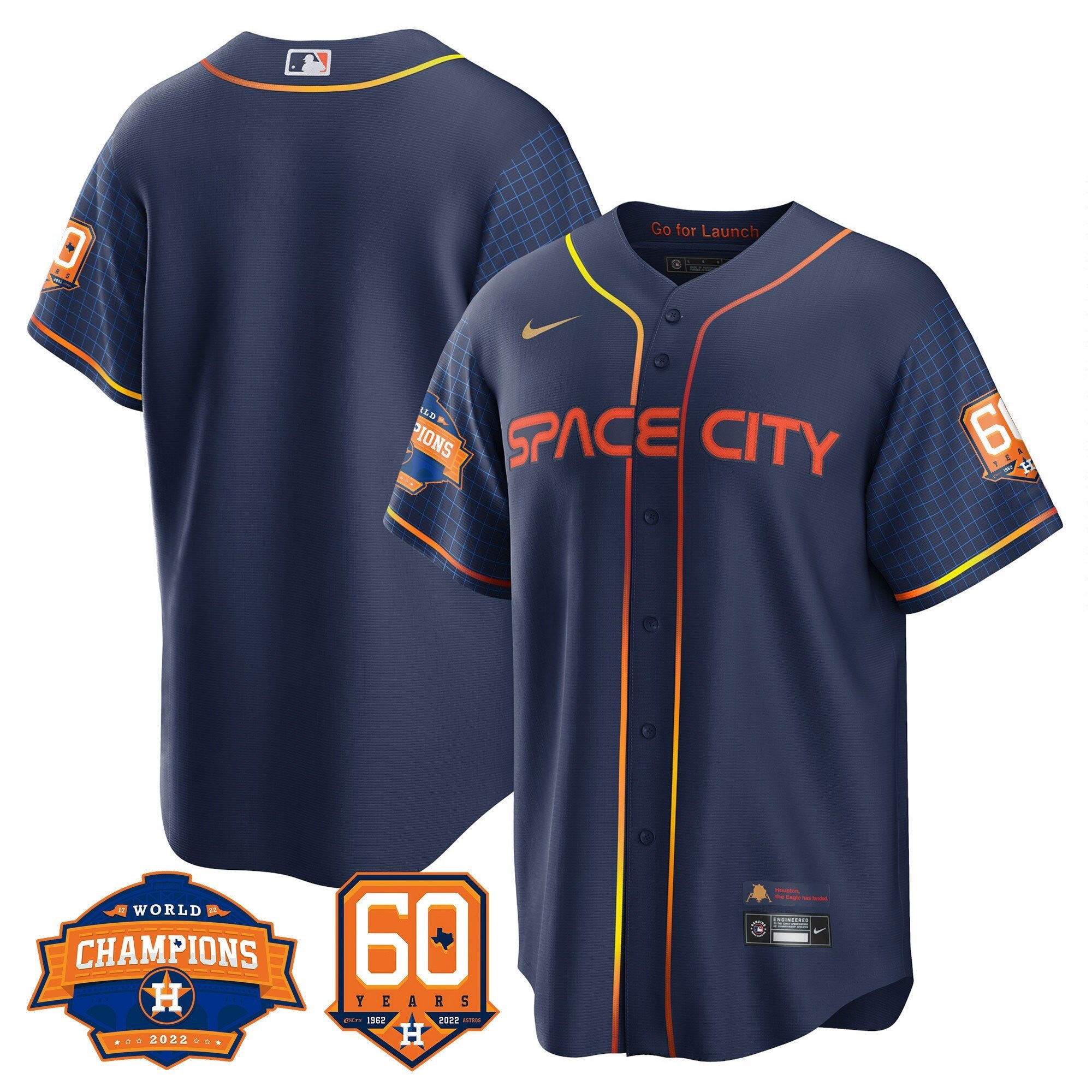 Men’s Houston 2022 World Series Champions & 60th Anniversary Patch Jersey