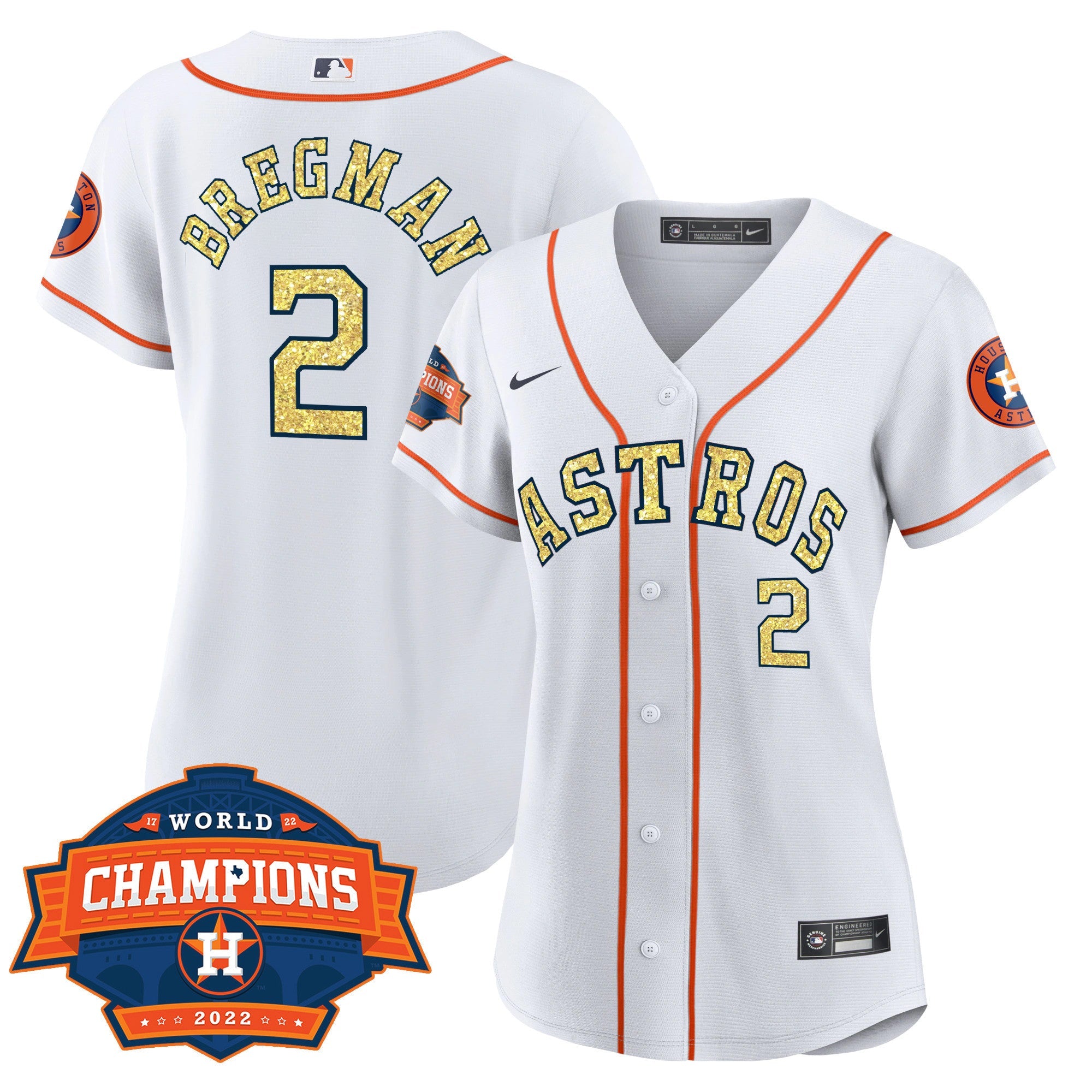 Houston Special White Gold 2022 World Series Champions Patch Jersey
