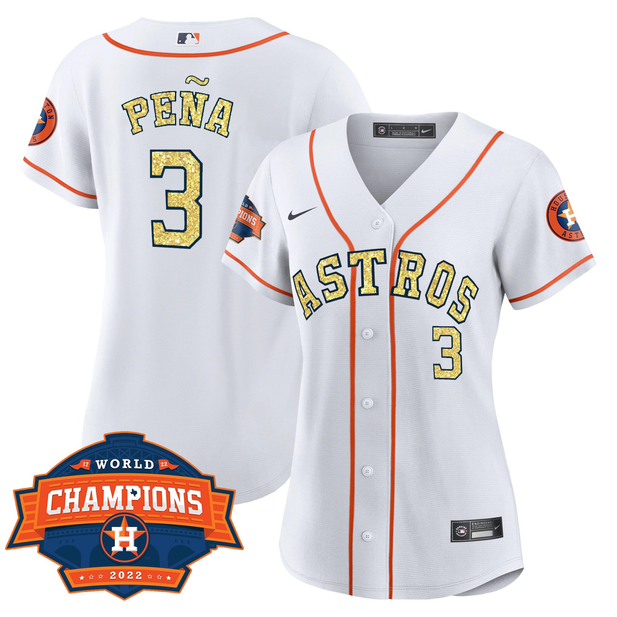 Houston Special White Gold 2022 World Series Champions Patch Jersey