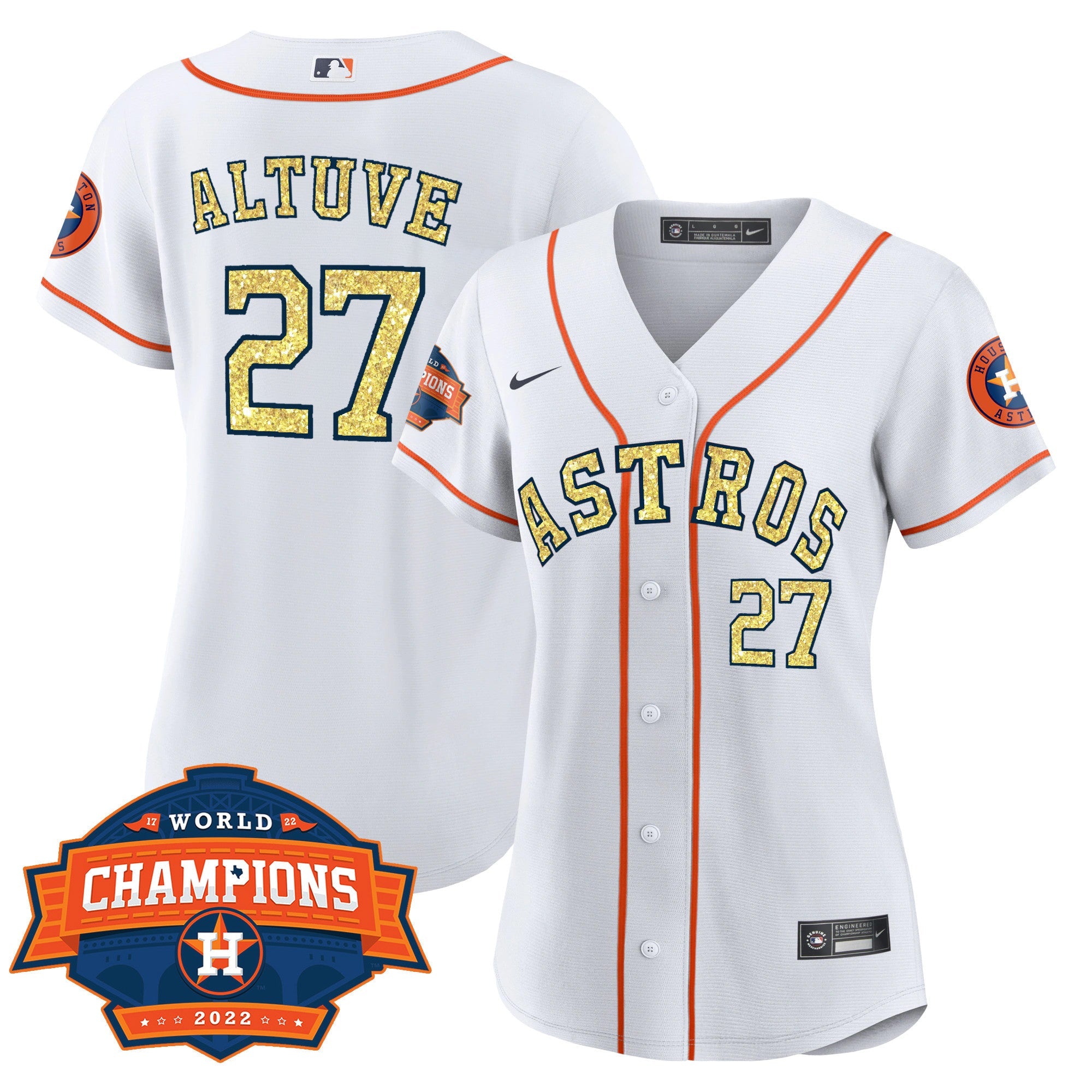 Houston Special White Gold 2022 World Series Champions Patch Jersey