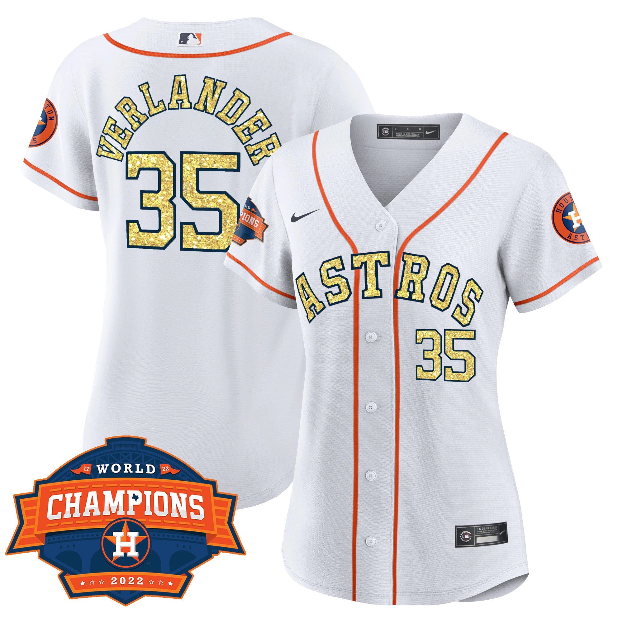 Houston Special White Gold 2022 World Series Champions Patch Jersey