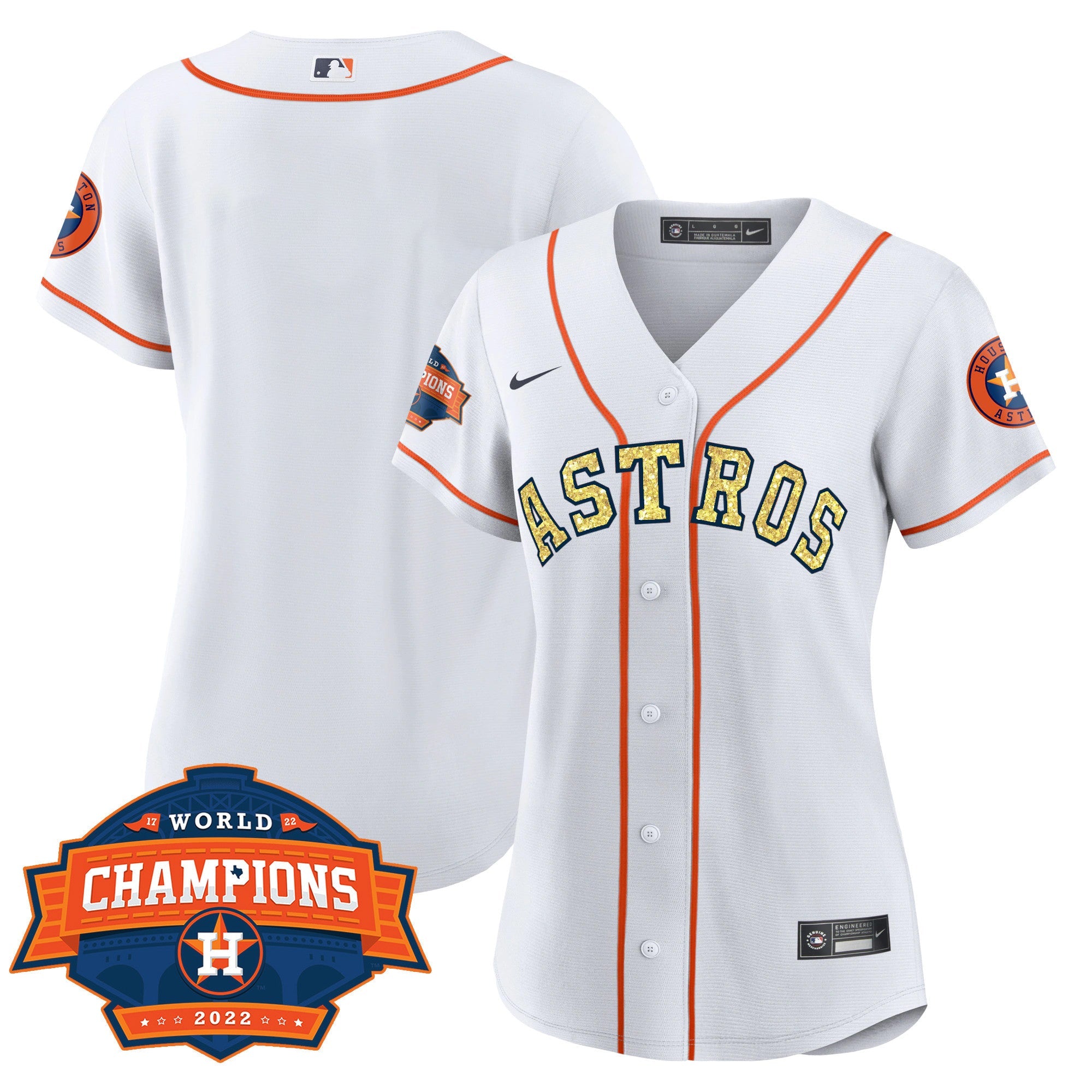 Houston Special White Gold 2022 World Series Champions Patch Jersey
