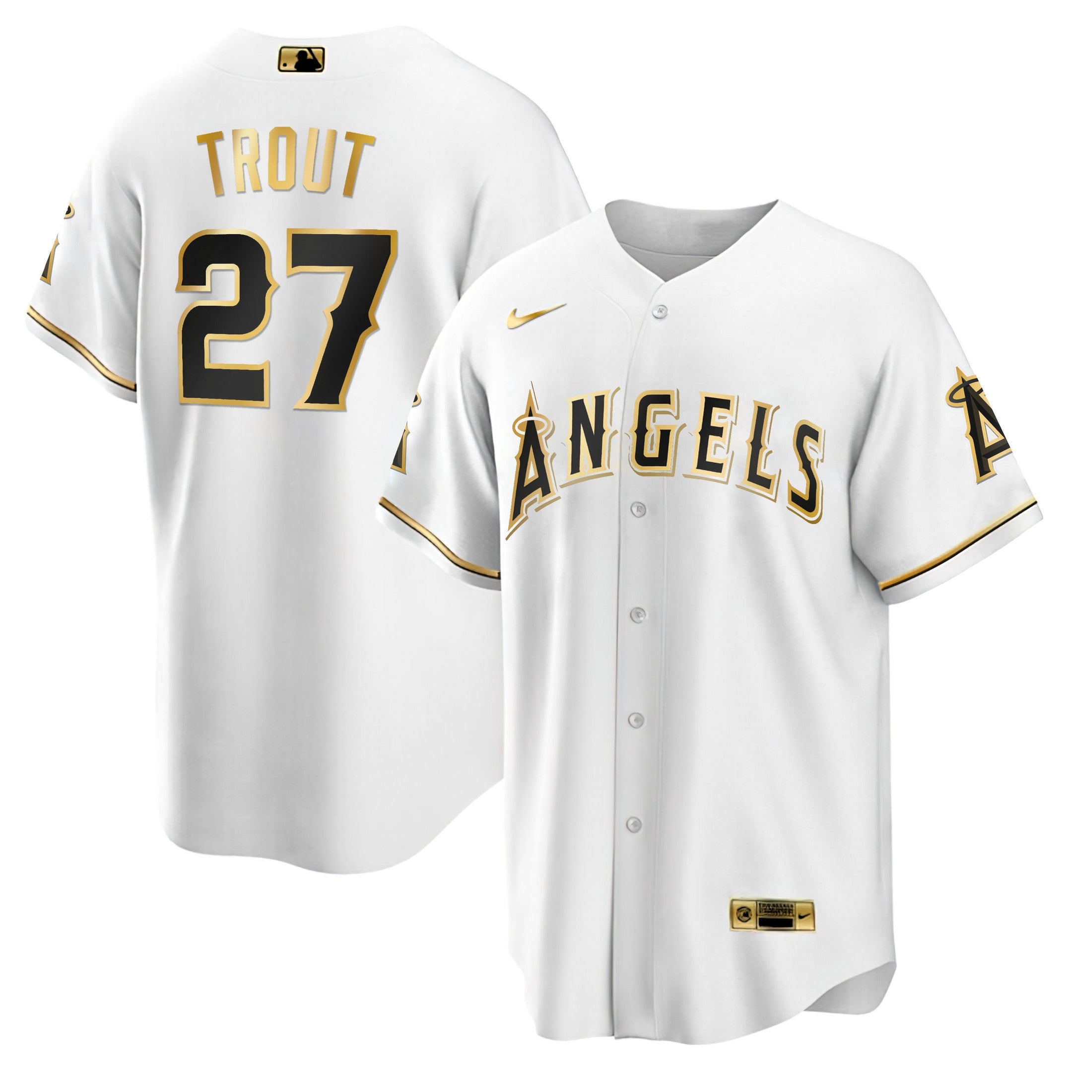 Men’s Mike Trout Los Angeles Black Gold & White Gold Jersey