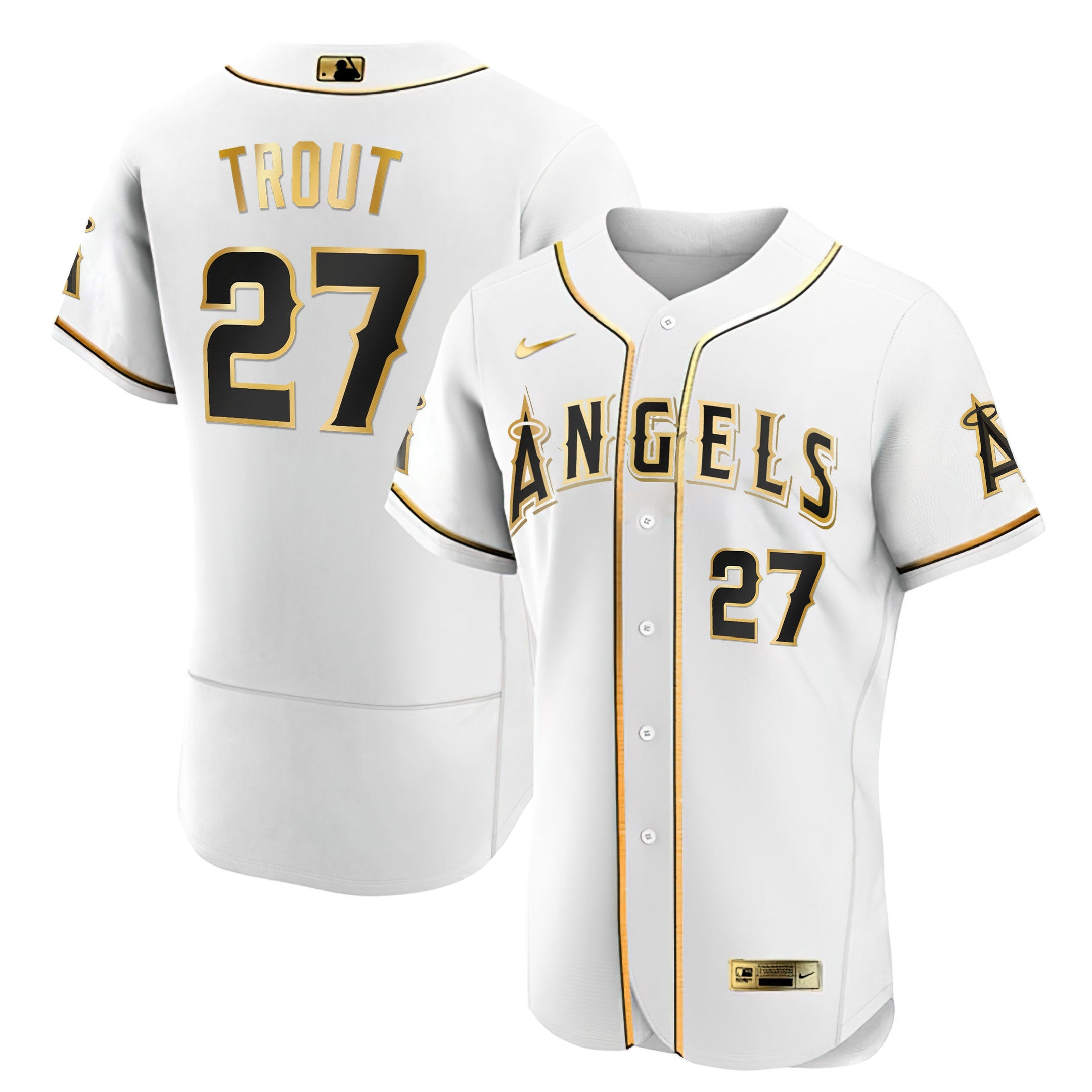 Men’s Mike Trout Los Angeles Black Gold & White Gold Jersey