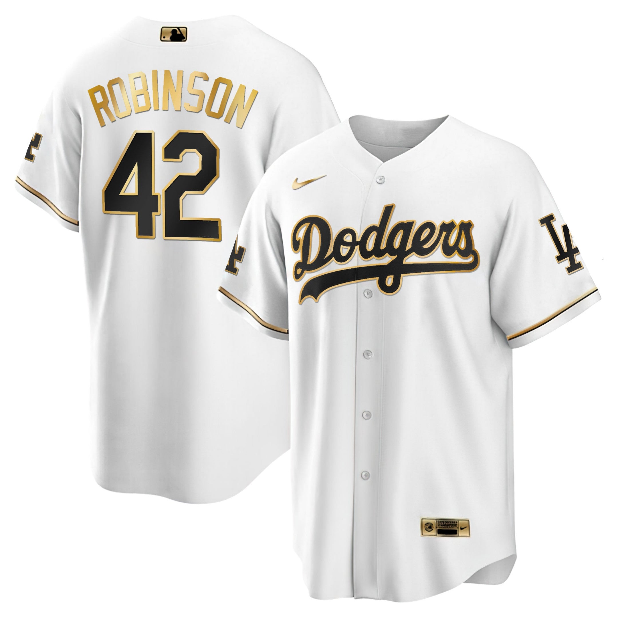 Jackie Robinson Los Angeles White Gold & Black Gold Jersey