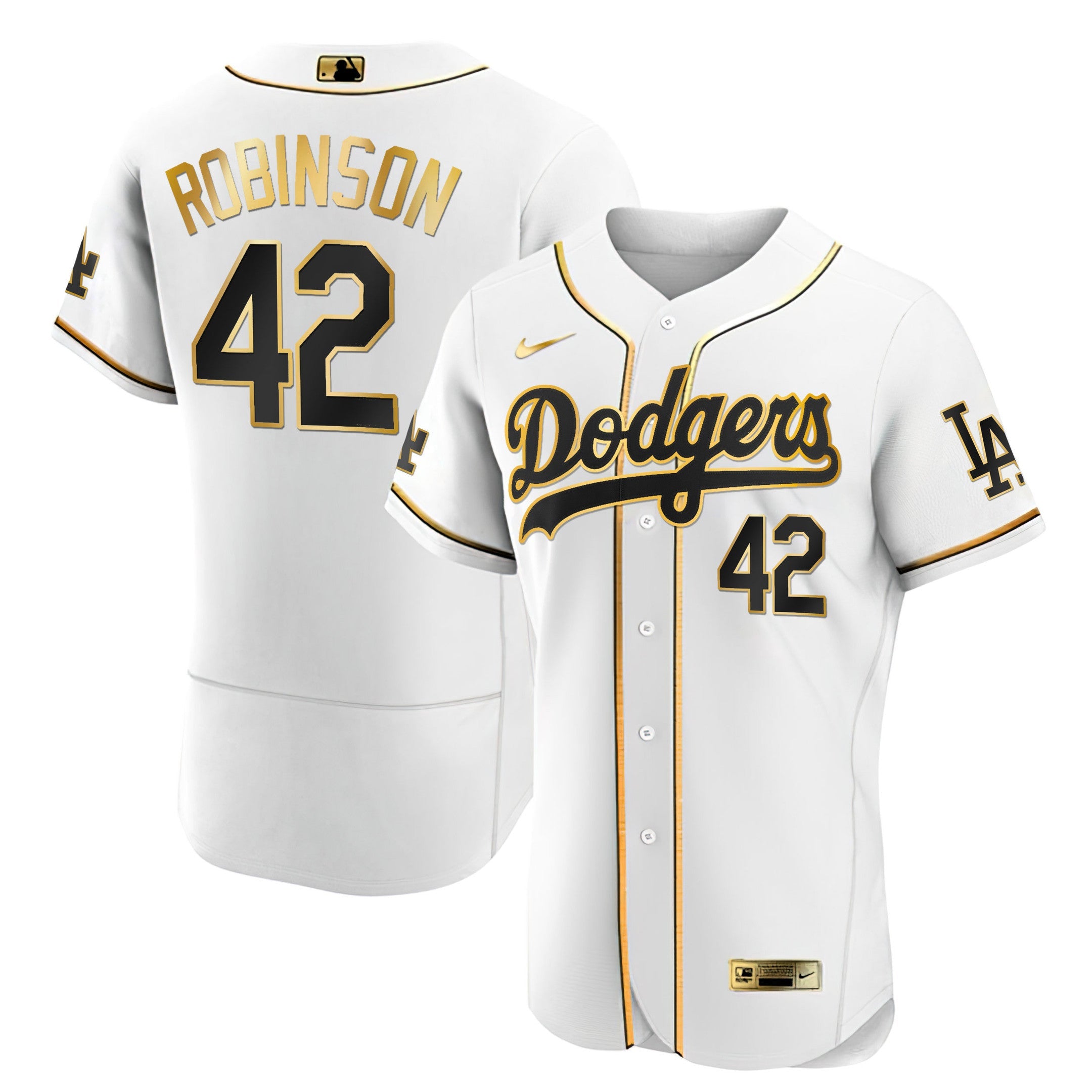 Jackie Robinson Los Angeles White Gold & Black Gold Jersey