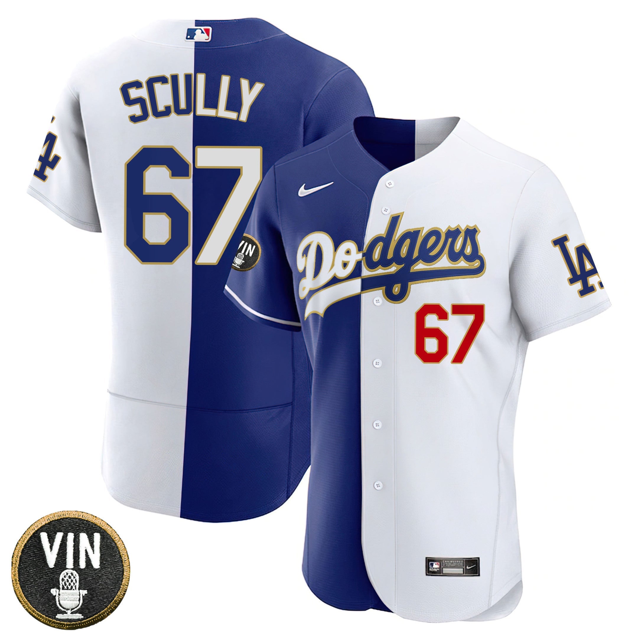 Los Angeles Vin Scully Patch Gold Trim Jersey