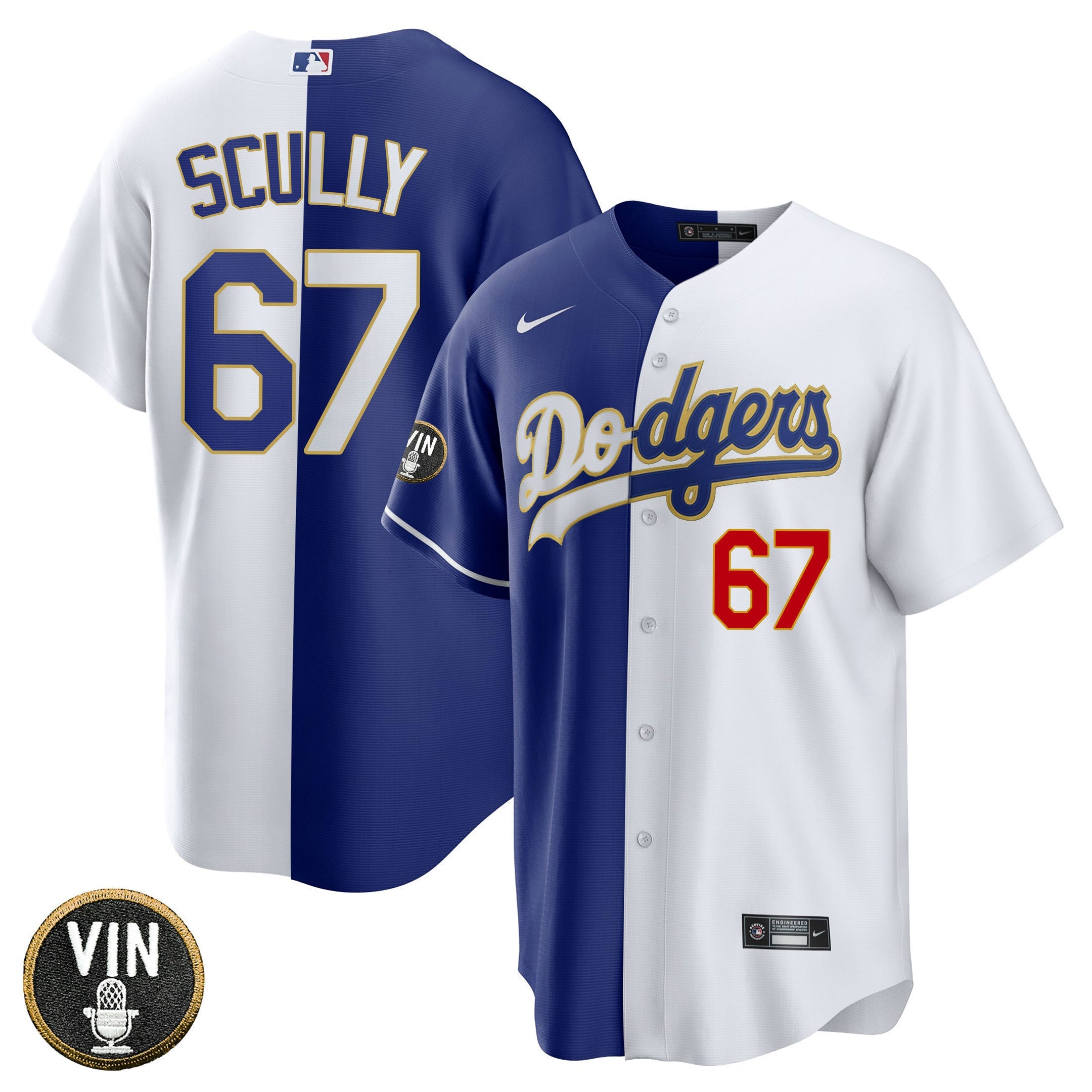 Los Angeles Vin Scully Patch Gold Trim Jersey