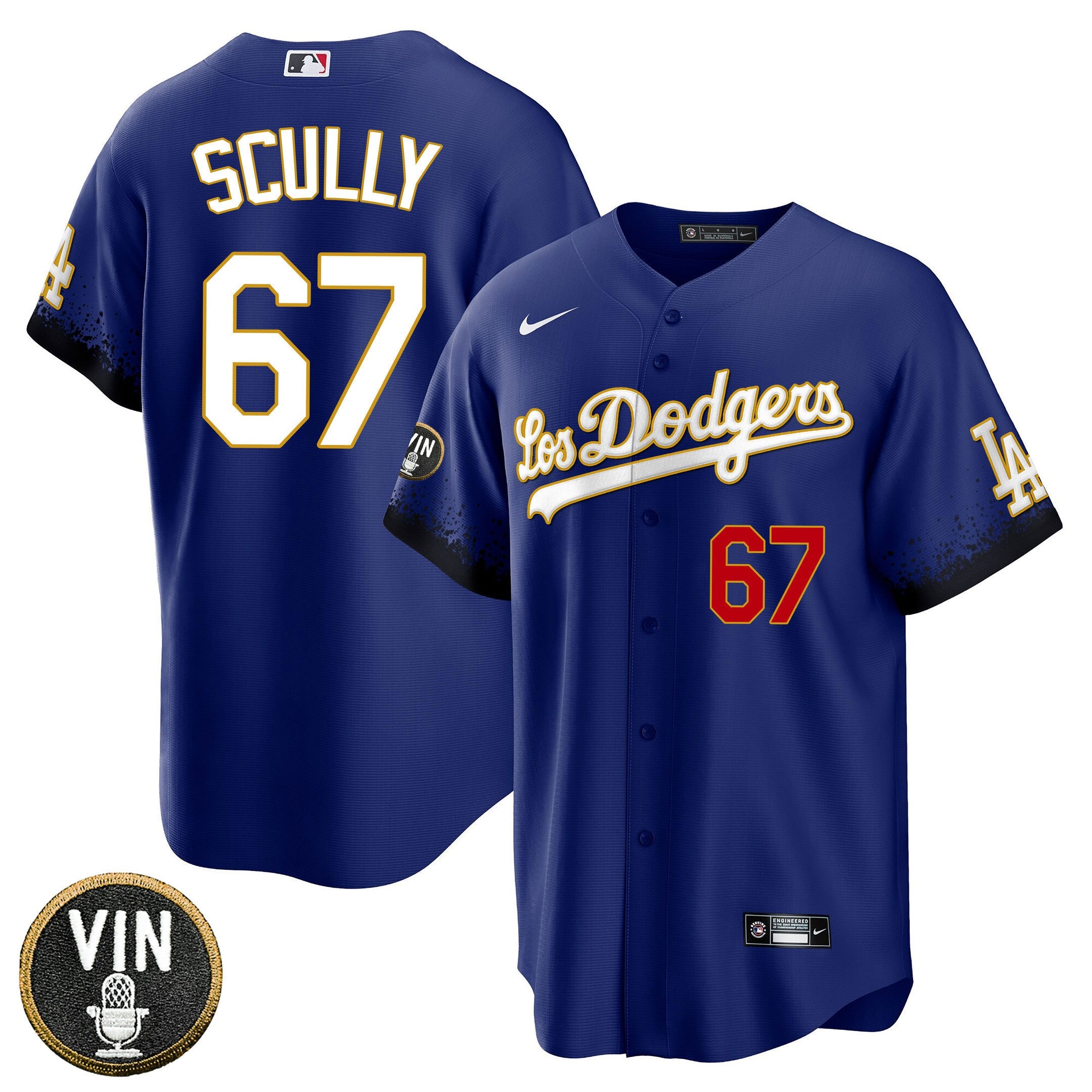 Los Angeles Vin Scully Patch Gold Trim Jersey