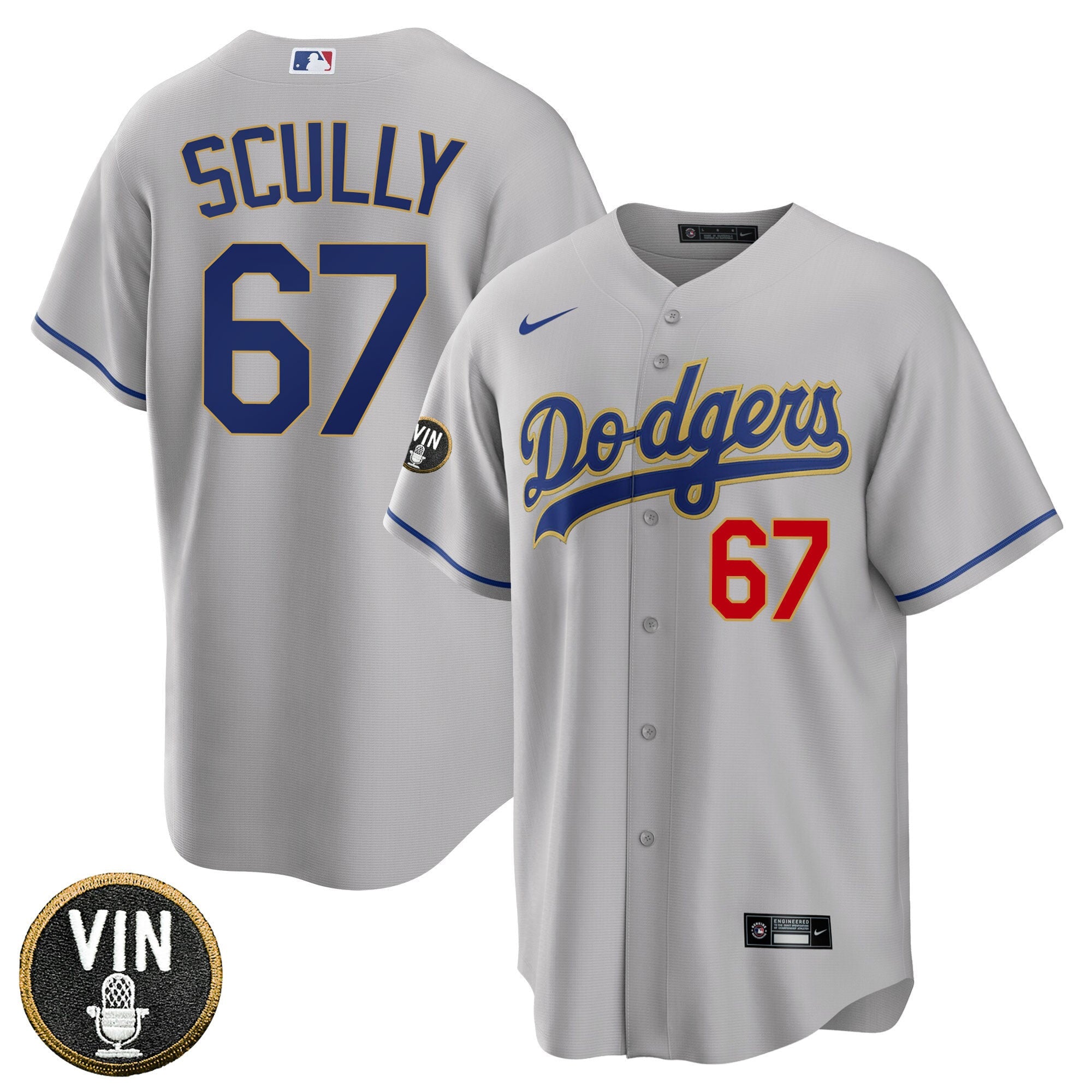 Los Angeles Vin Scully Patch Gold Trim Jersey