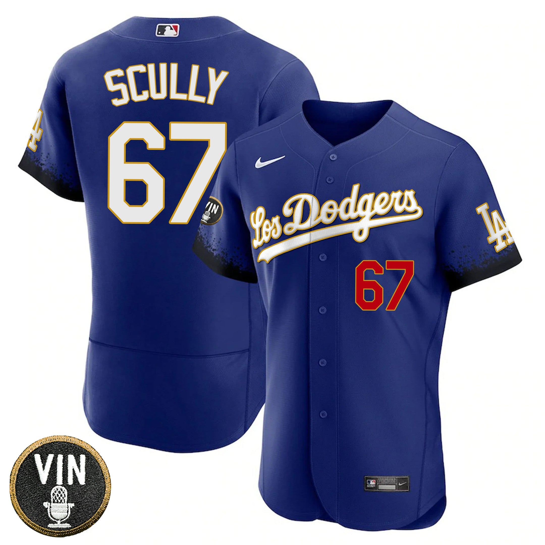 Los Angeles Vin Scully Patch Gold Trim Jersey