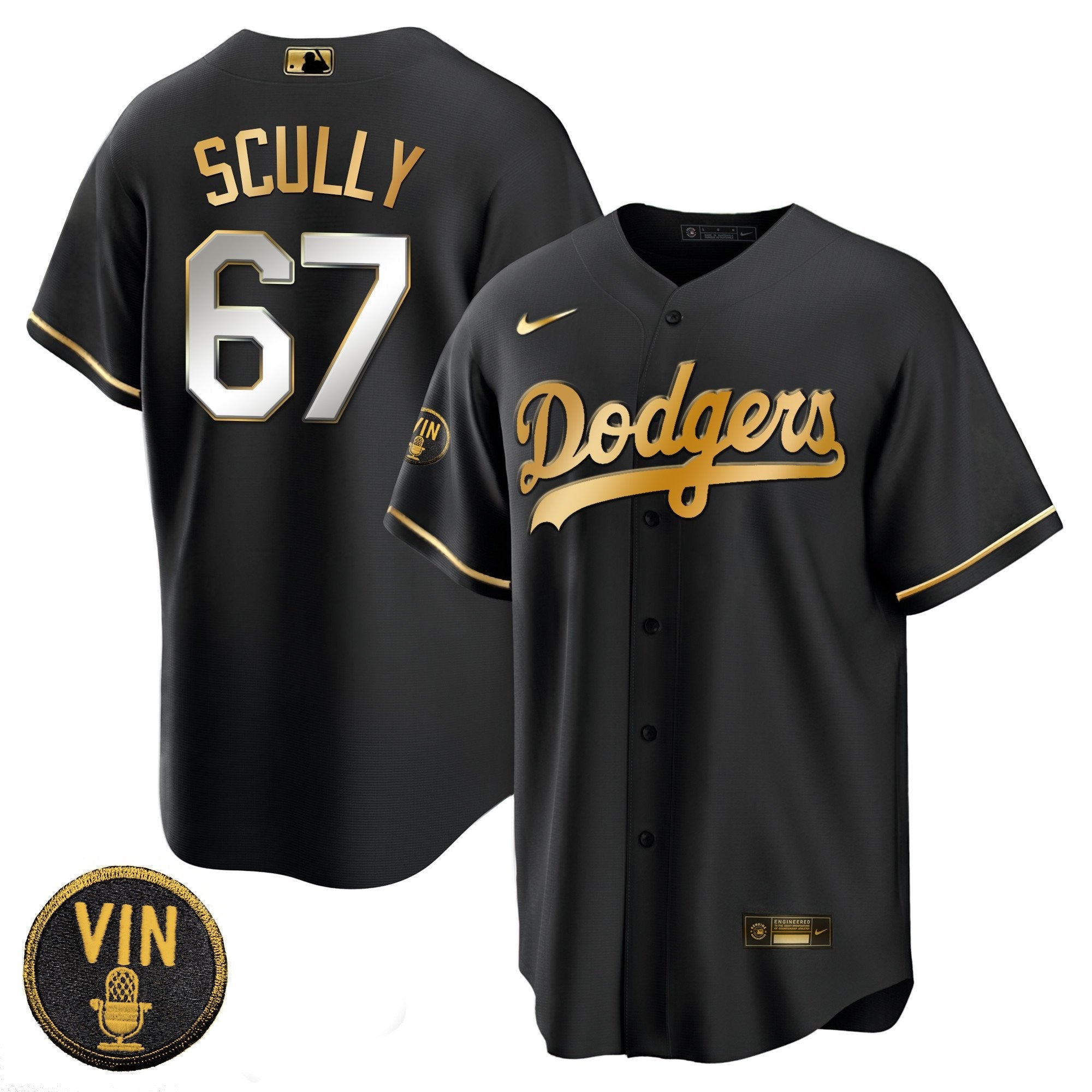 Los Angeles Vin Scully Patch Gold Trim Jersey