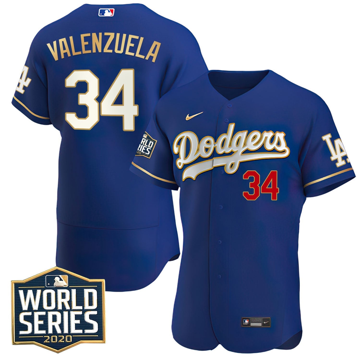 Fernando Valenzuela World Series 2020 Patch Flex Base Jersey
