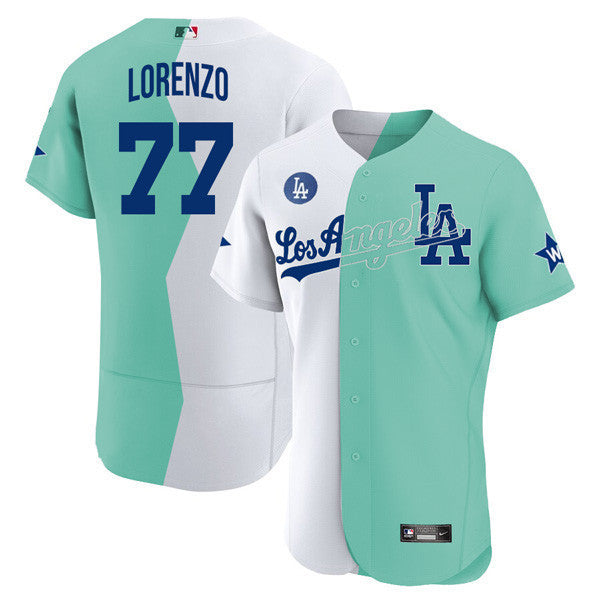 Los Angeles Flex Base White Green 2022 MLB All-Star Celebrity Softball Game Split Jersey