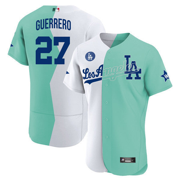 Los Angeles Flex Base White Green 2022 MLB All-Star Celebrity Softball Game Split Jersey