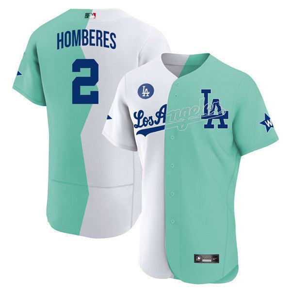 Los Angeles Flex Base White Green 2022 MLB All-Star Celebrity Softball Game Split Jersey