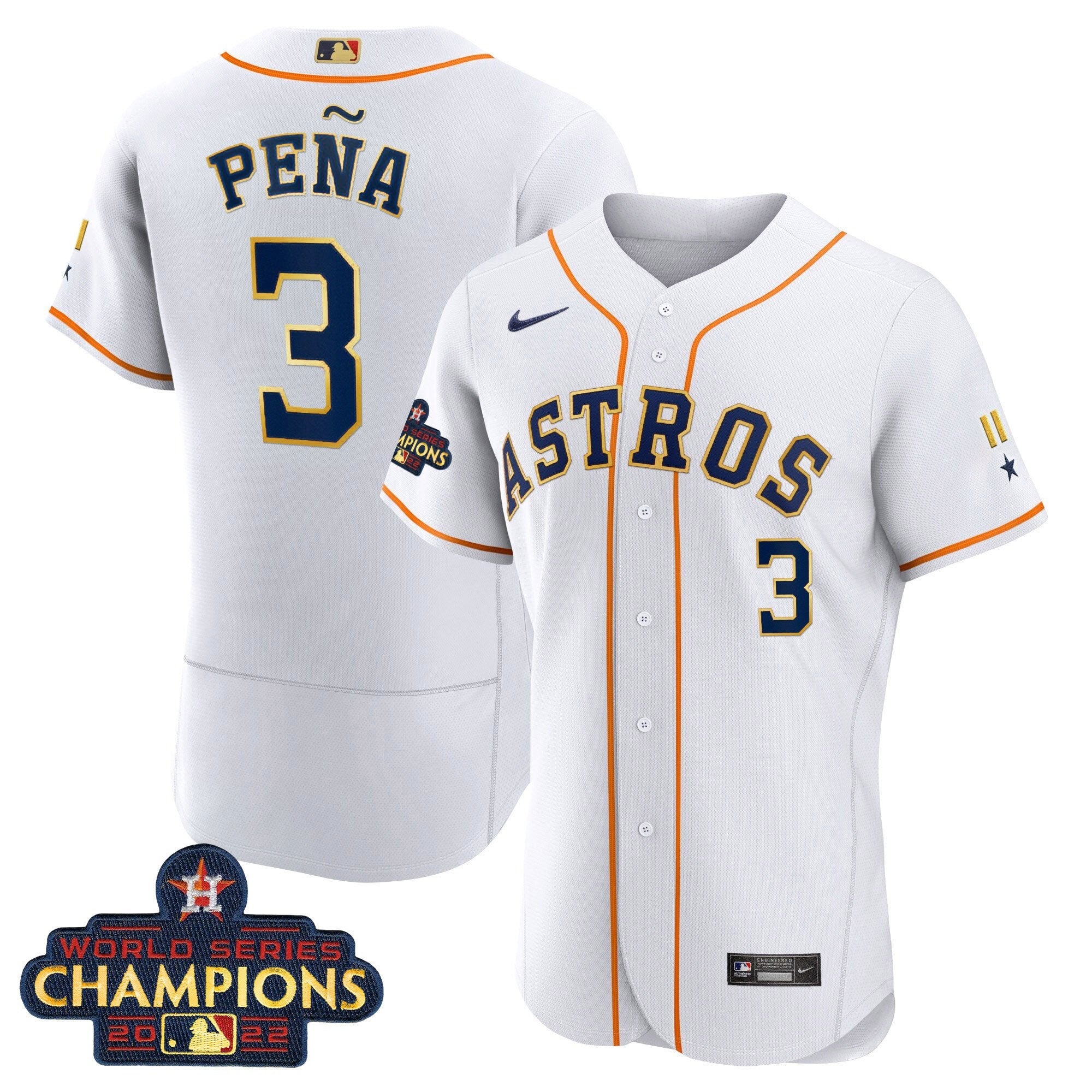 Houston World Series Champion 2022 White Gold Trim Jersey