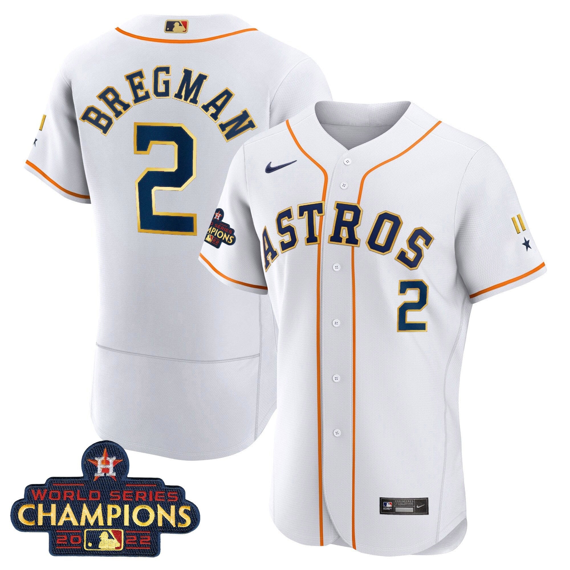 Houston World Series Champion 2022 White Gold Trim Jersey