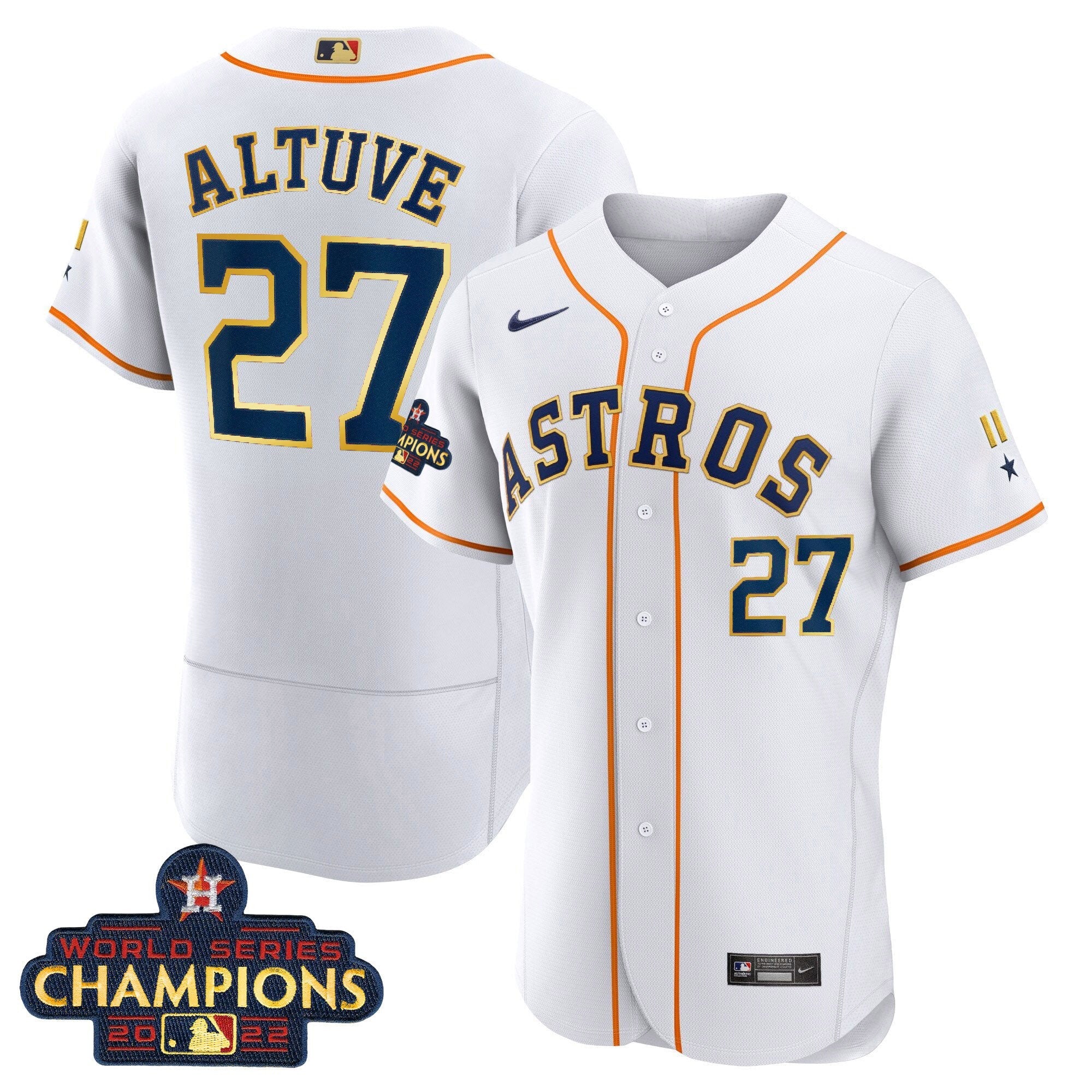Houston World Series Champion 2022 White Gold Trim Jersey