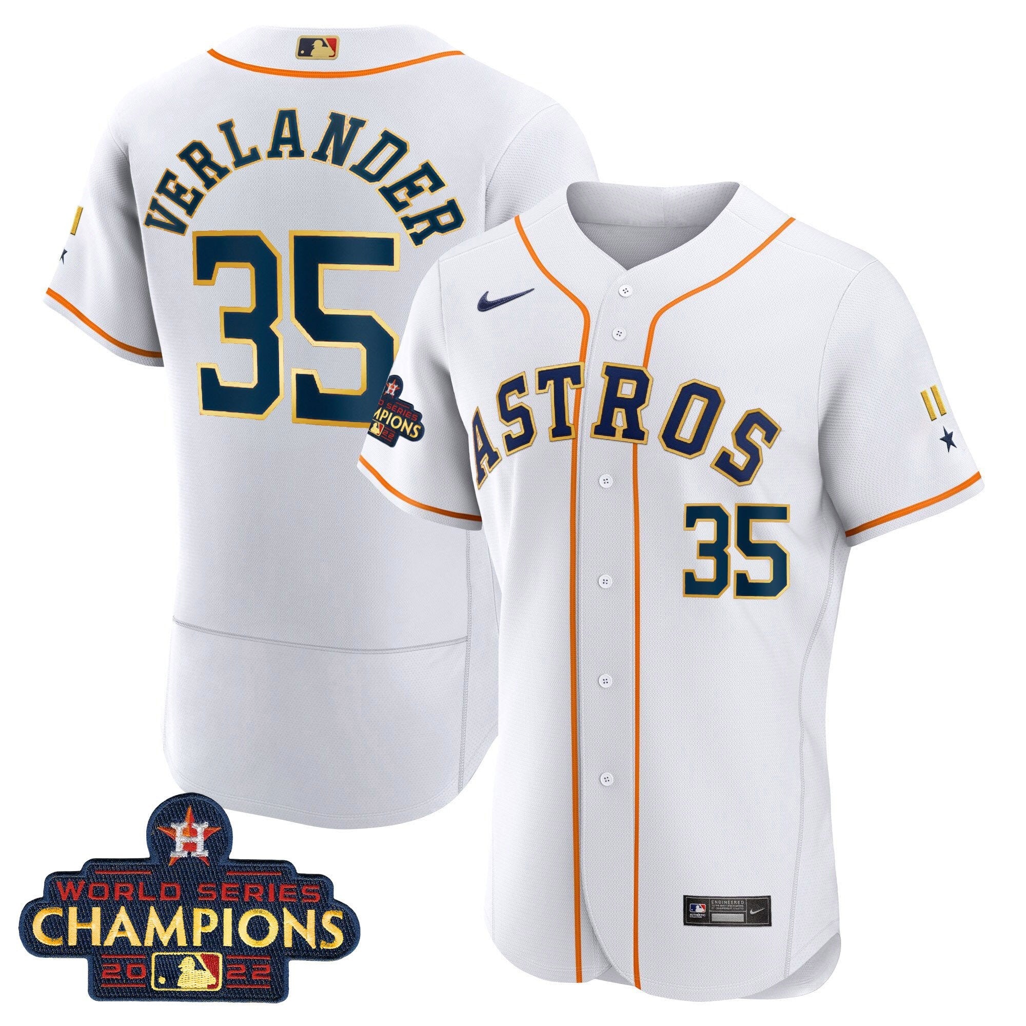 Houston World Series Champion 2022 White Gold Trim Jersey