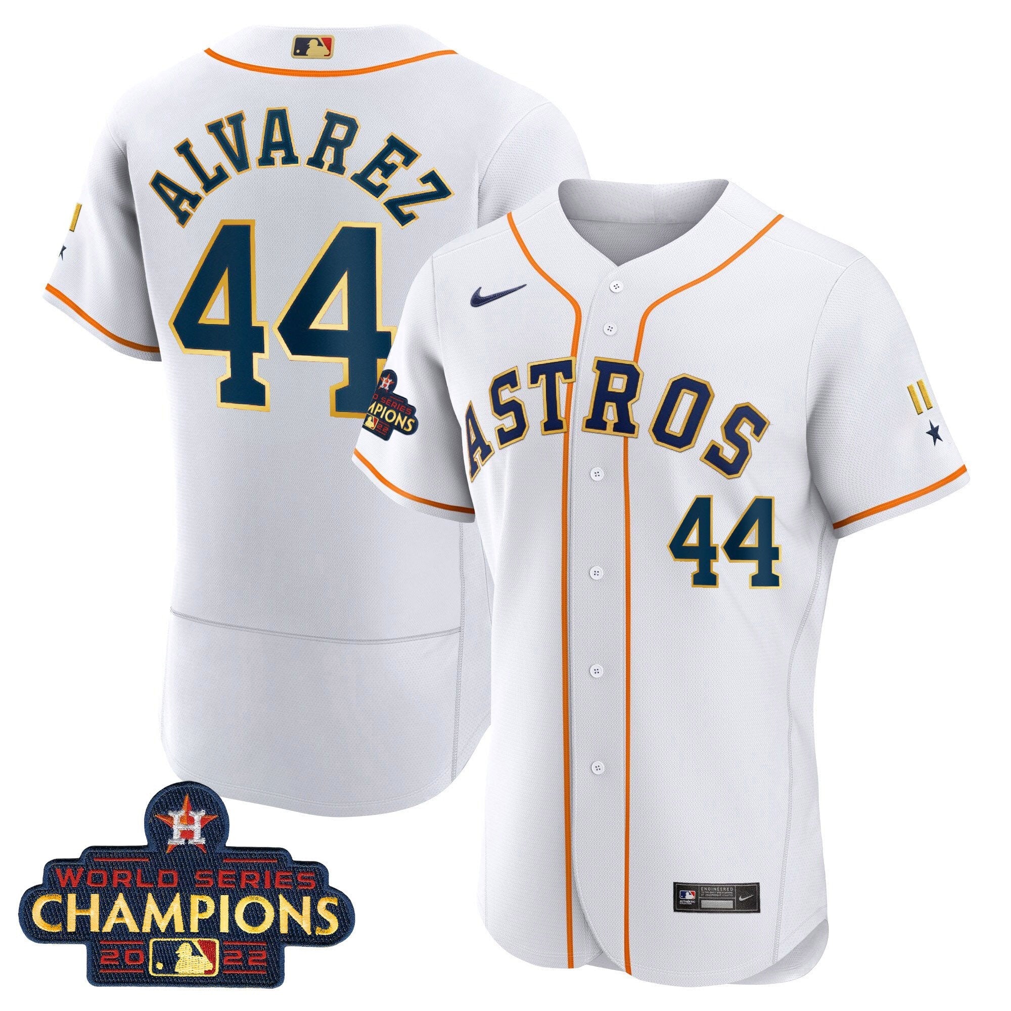 Houston World Series Champion 2022 White Gold Trim Jersey
