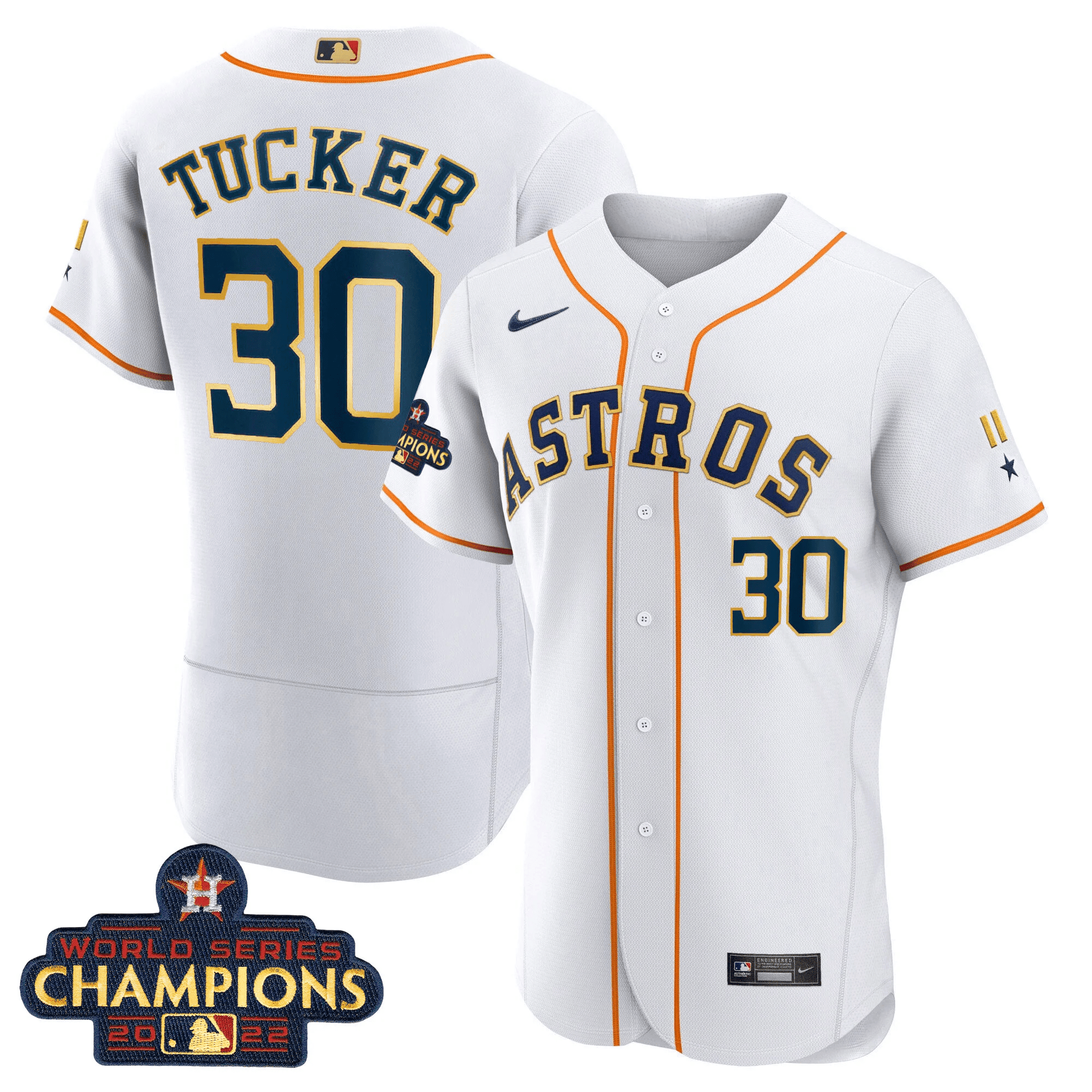 Houston World Series Champion 2022 White Gold Trim Jersey
