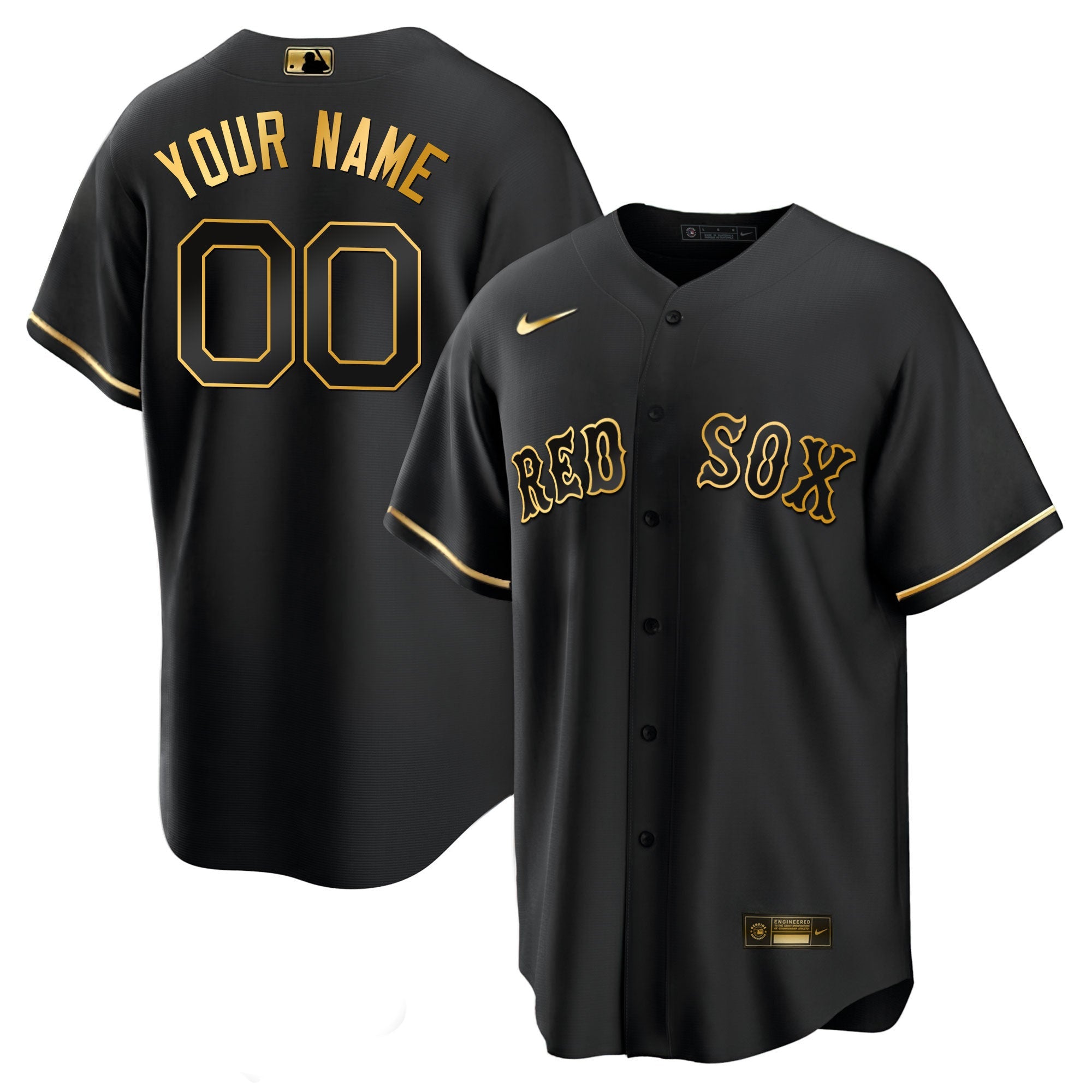 Boston Black Gold & White Gold Custom Jersey