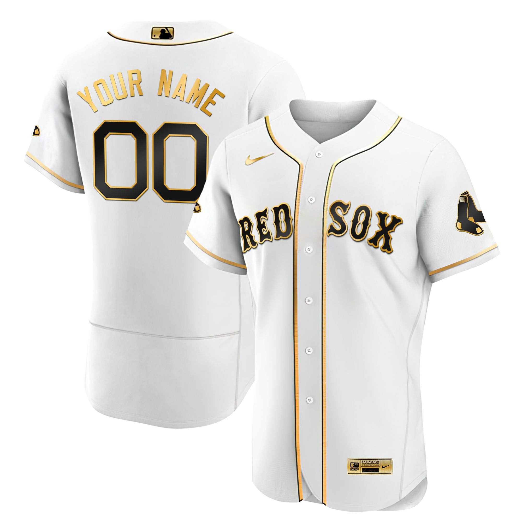 Boston Black Gold & White Gold Custom Jersey