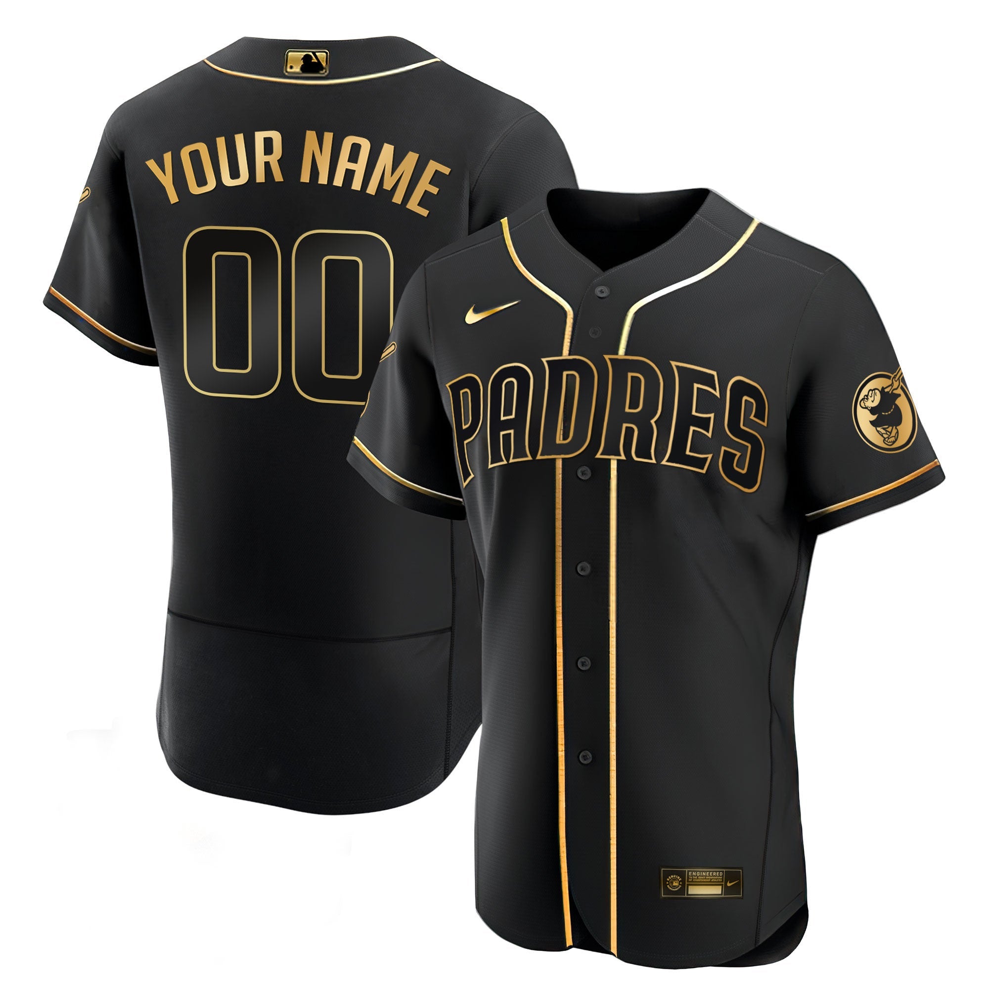 San Diego Black Gold & White Gold Custom Jersey