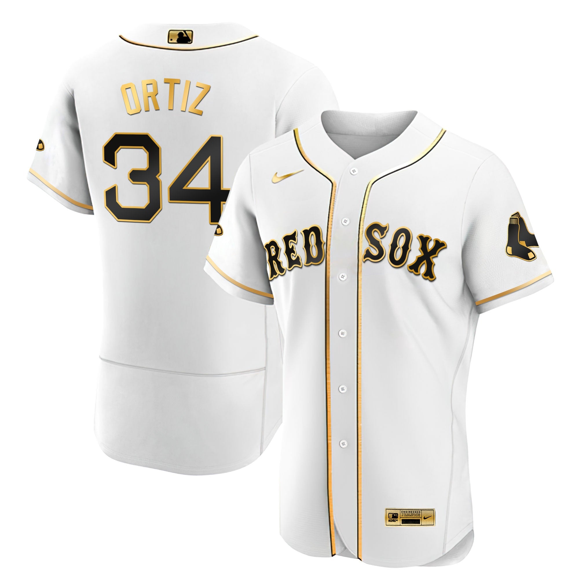 David Ortiz Boston Black & White Gold Jersey