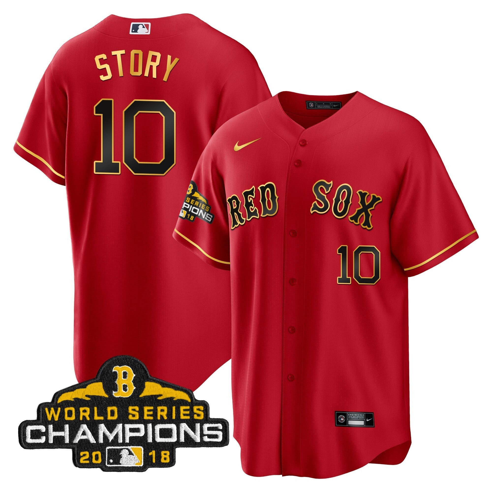 Men Boston World Series Champion 2018 Gold Jersey