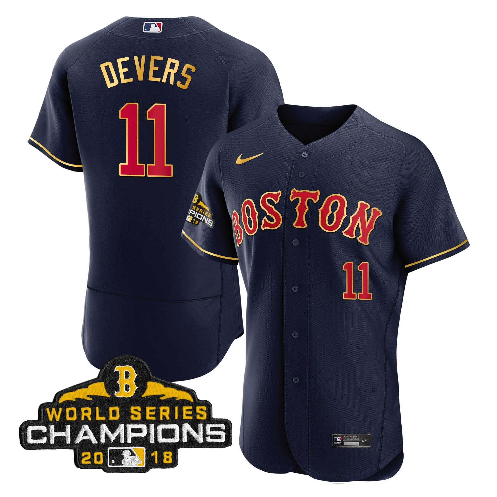 Men Boston World Series Champion 2018 Gold Jersey